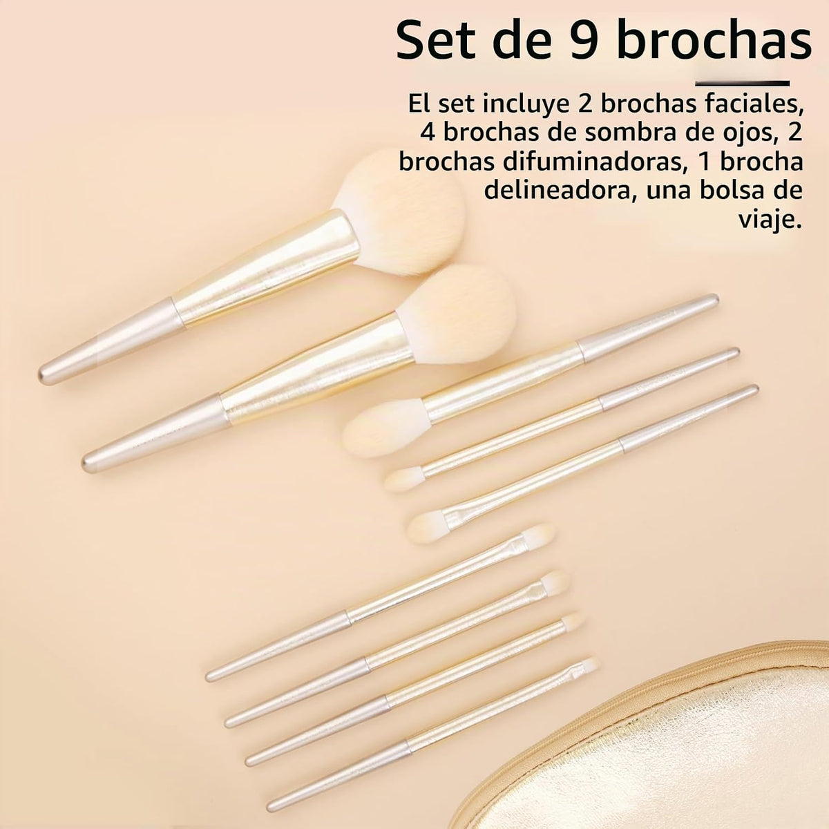 ENZO KEN Juego de brochas de maquillaje de cabello natural profesio...