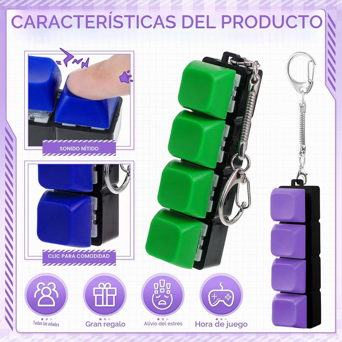 Halloscume 4 piezas de teclado para adultos, juguete para ansiedad...
