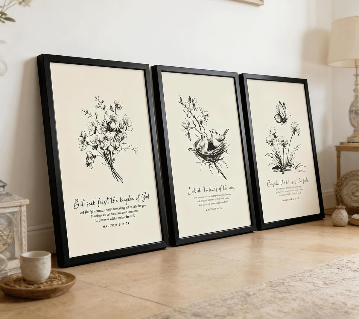 3 pósteres de lienzo floral cristiano para pared, arte de pared con...