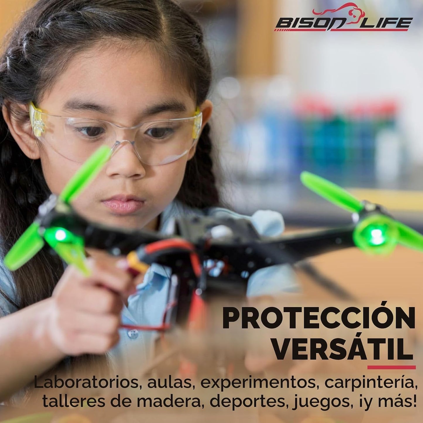 BISON LIFE Gafas de seguridad para niños, gafas protectoras para ni...