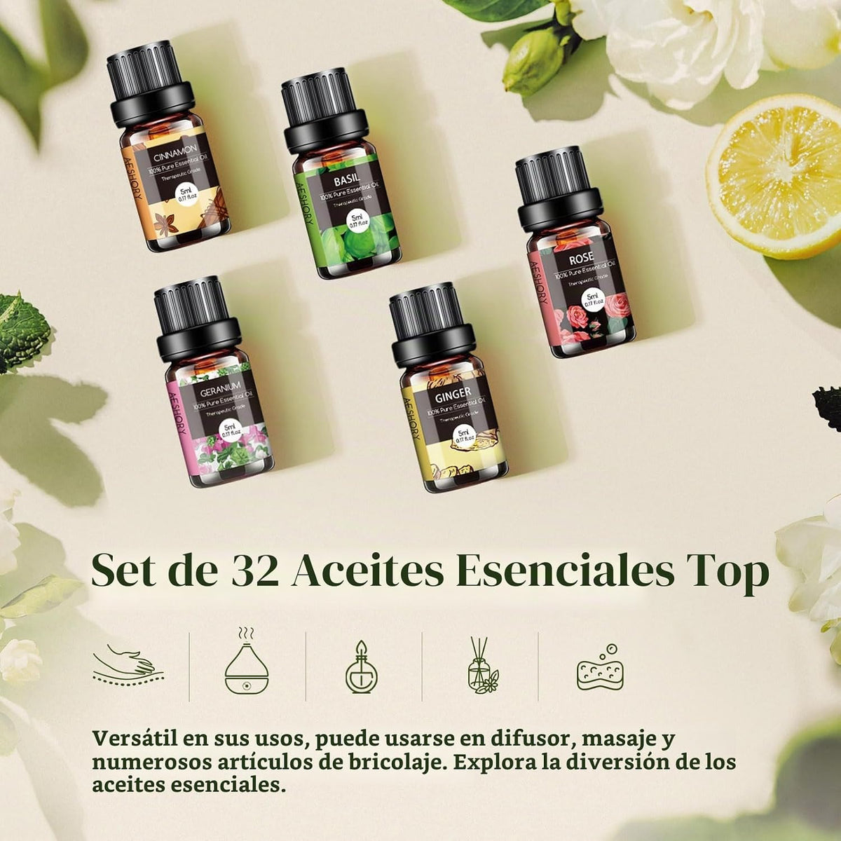 Juego de aceites esenciales \u2013 Kit de aceites esenciales de aro...