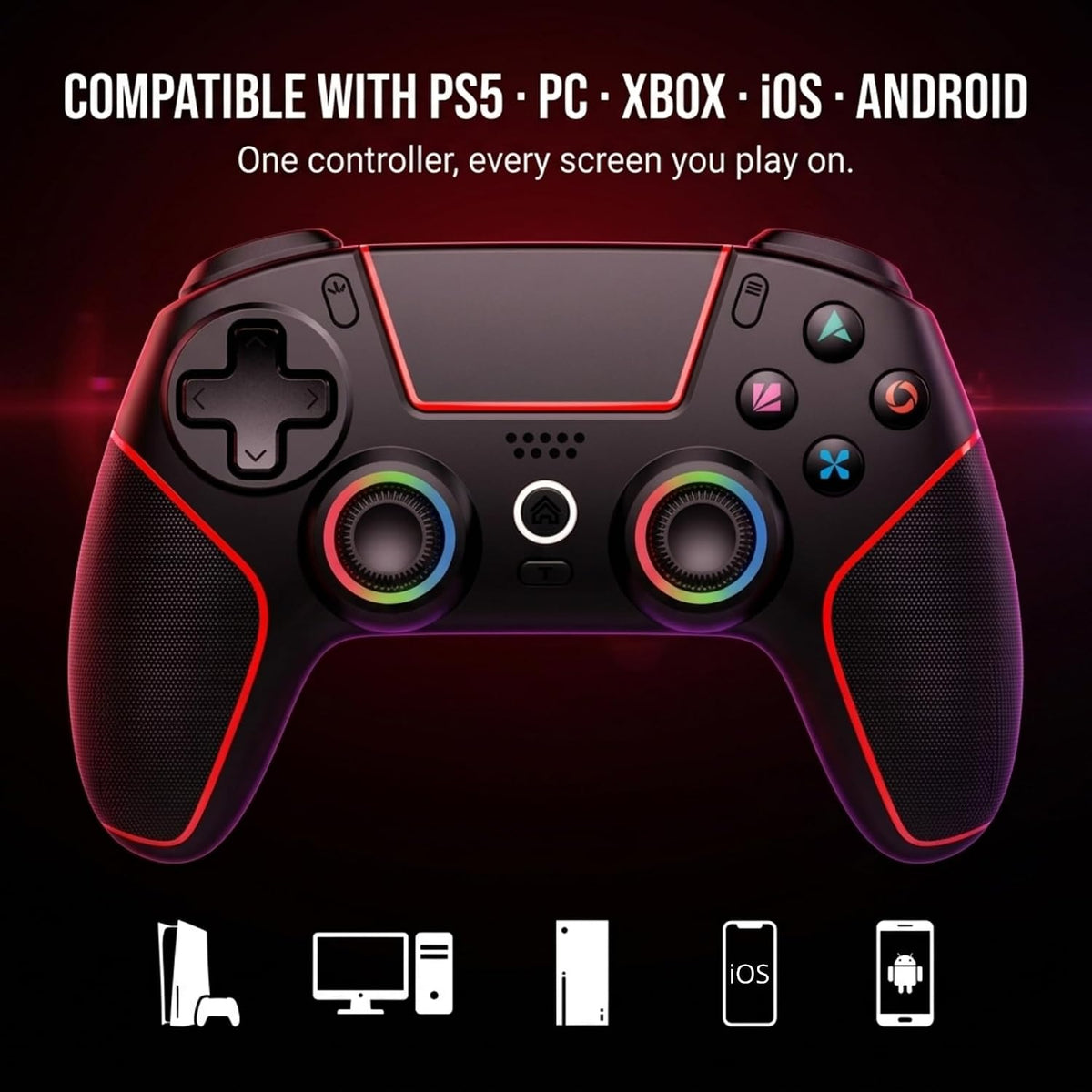 ZORVATEK Mando inalámbrico para juegos compatible con PS5, PC, Xbox...
