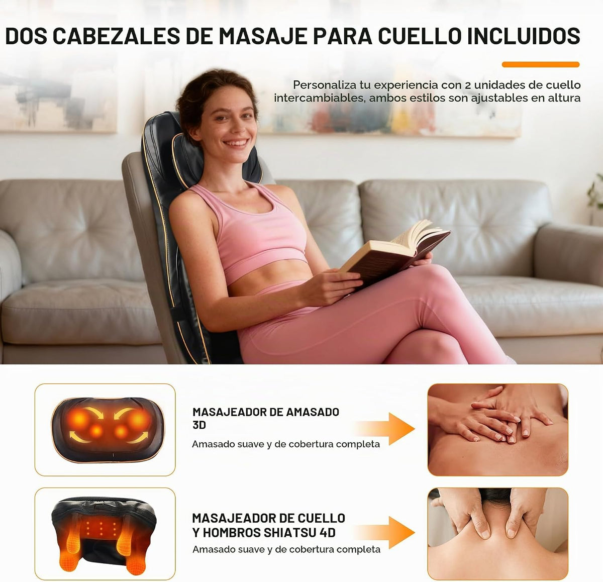 MAIBOLE - Masajeador Shiatsu de cuello y espalda con calor, masajea...