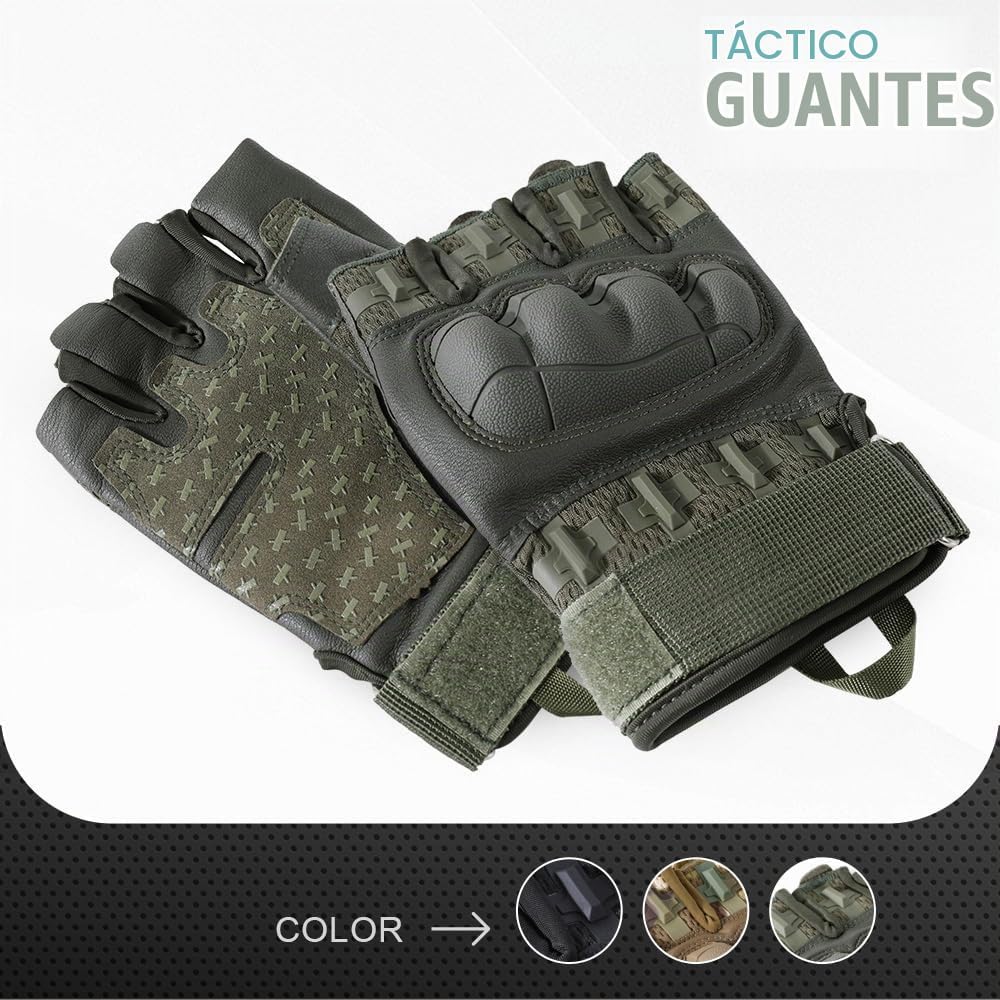 WTACTFUL Guantes tácticos sin dedos para hombres y mujeres, palma r...