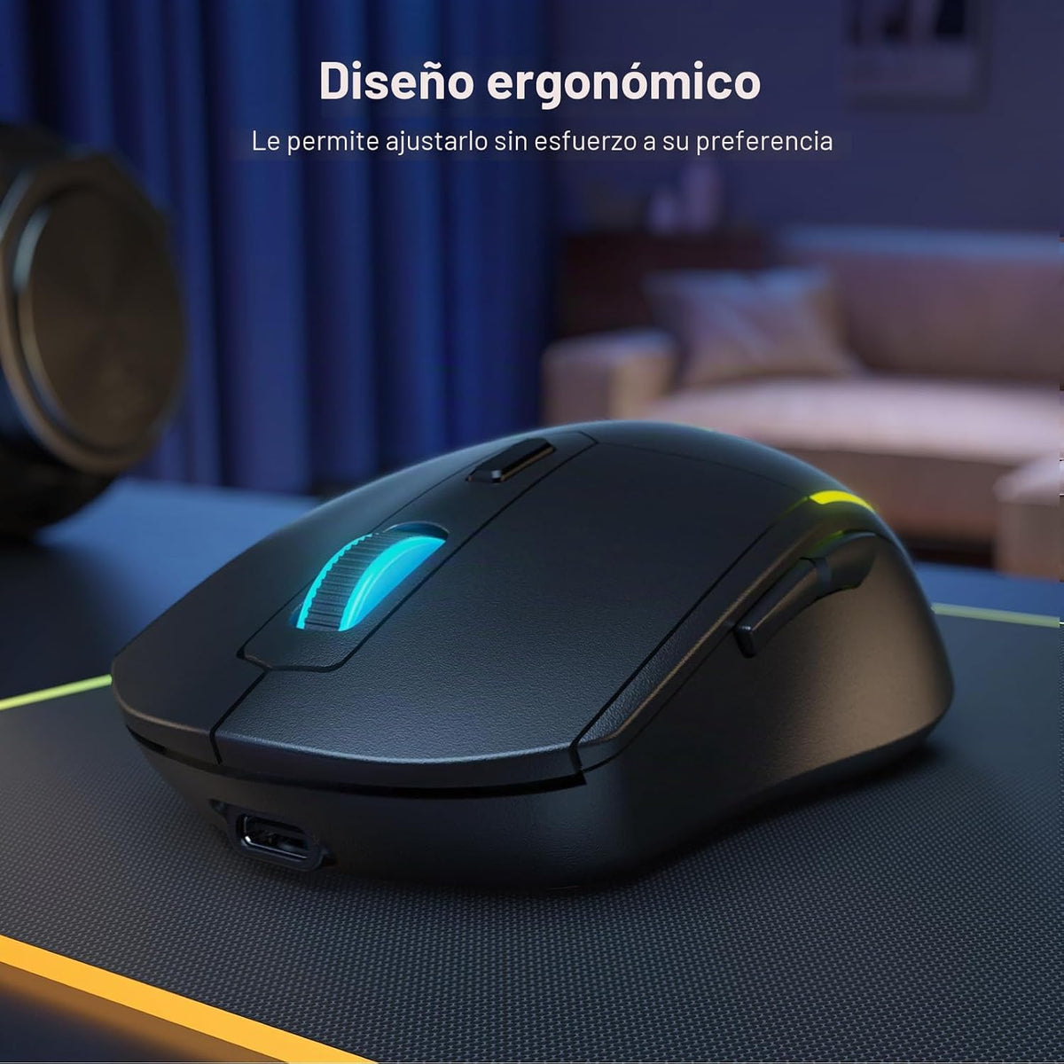 Snpurdiri Combo de teclado y mouse inalámbricos para juegos 60%, co...