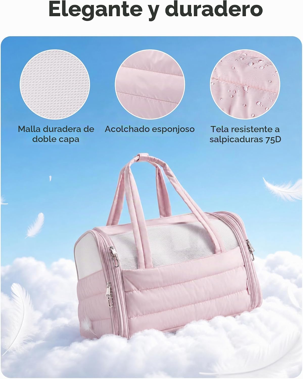 BAGSMART Transportador para gatos con ruedas, bolsa de viaje para m...