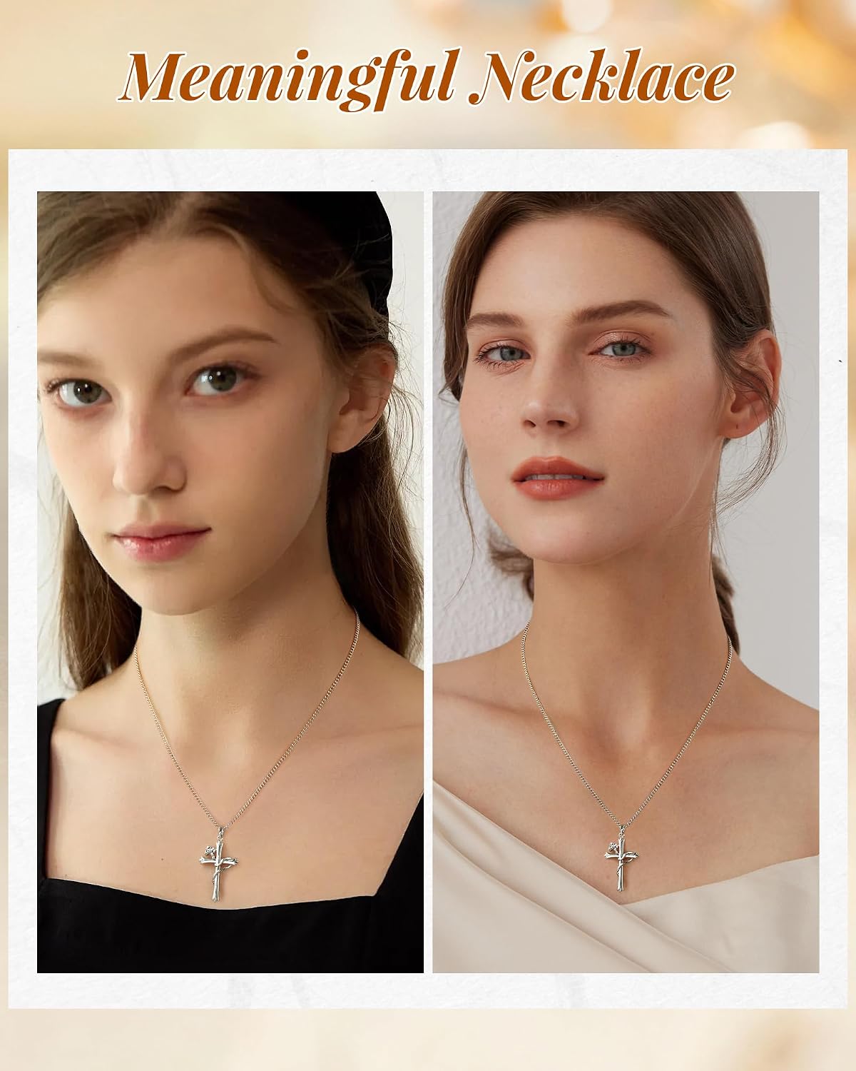 Collar de cruz ACECHA para mujer | Collar colgante de fe de plata c...