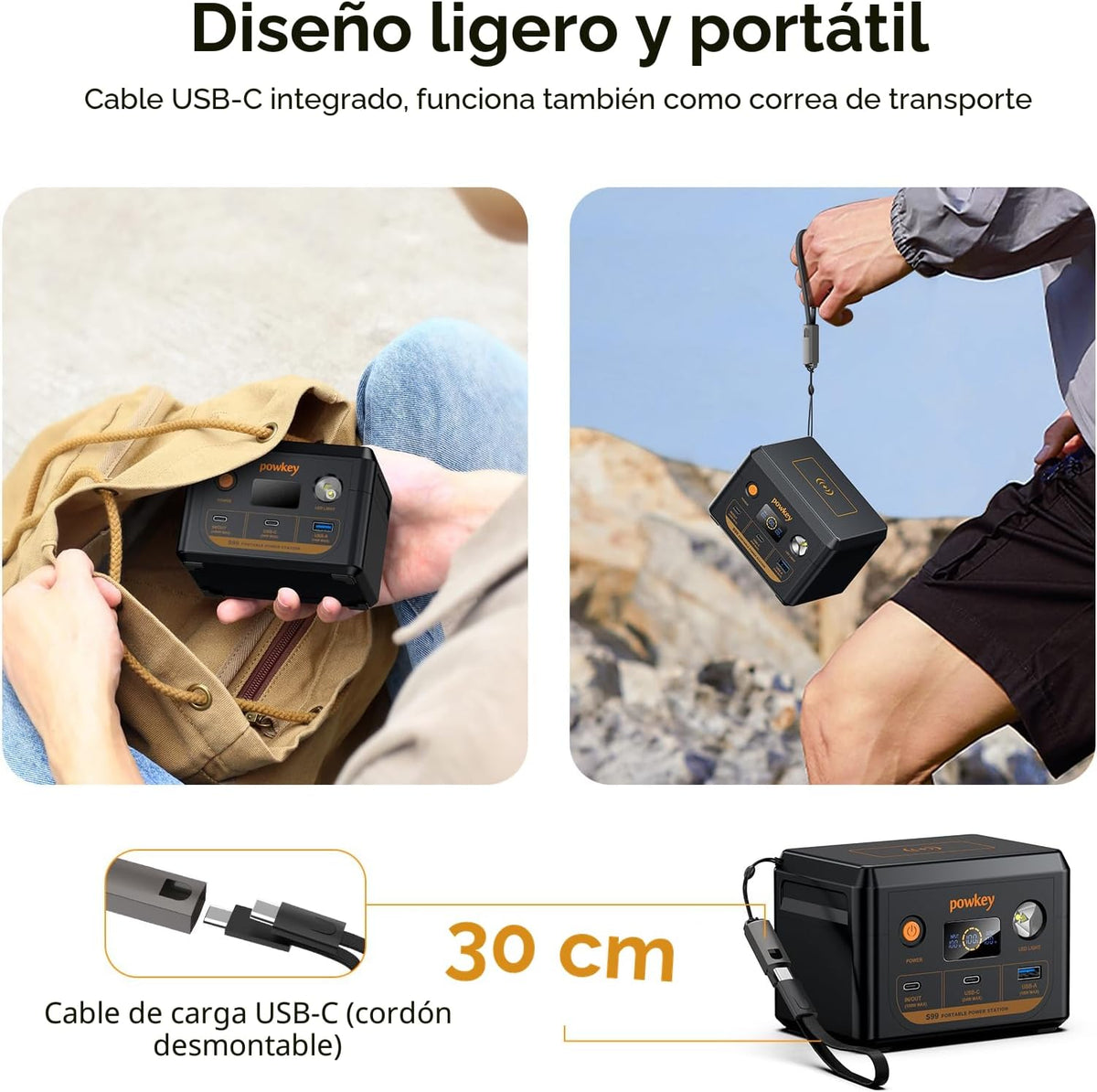 powkey Estación de energía para portátil 30000mAh 100W Cargador por...