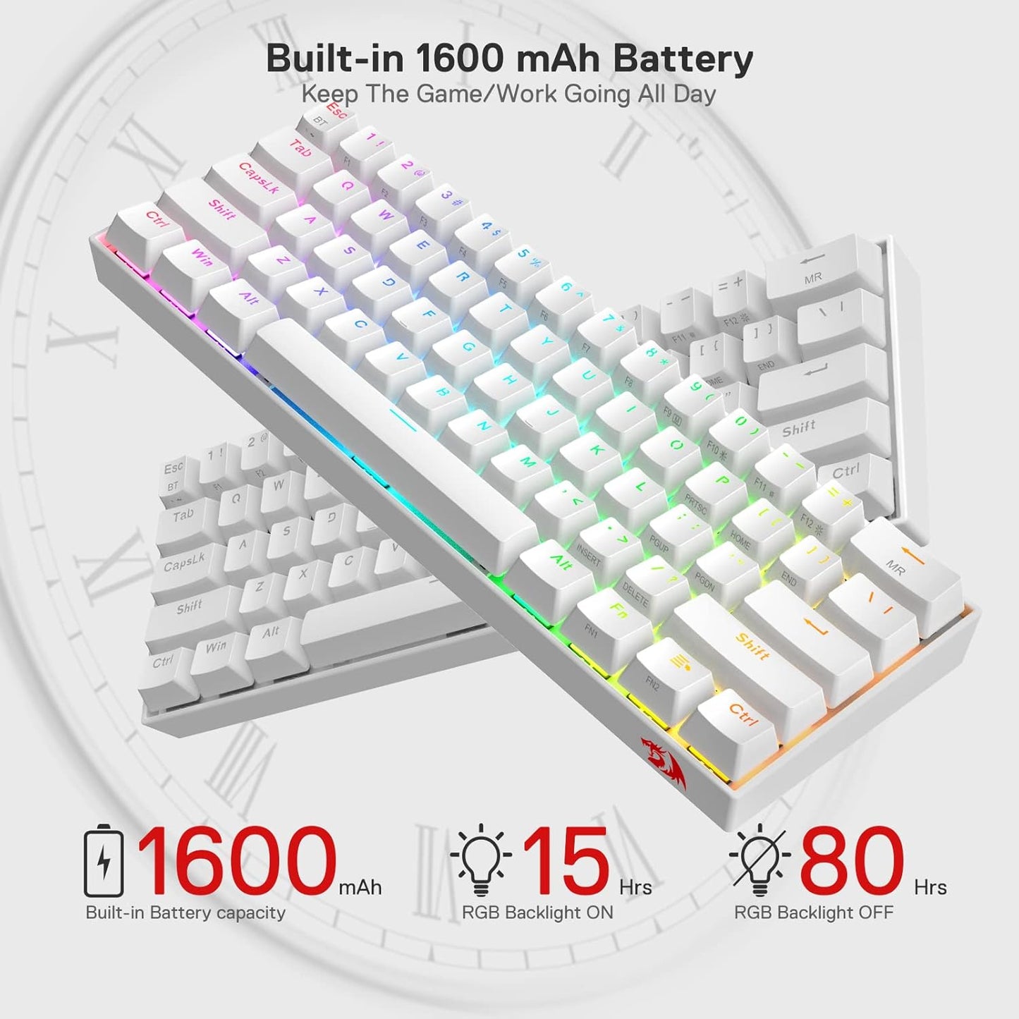 Redragon K530 Draconic - Teclado mecánico inalámbrico y compacto en...