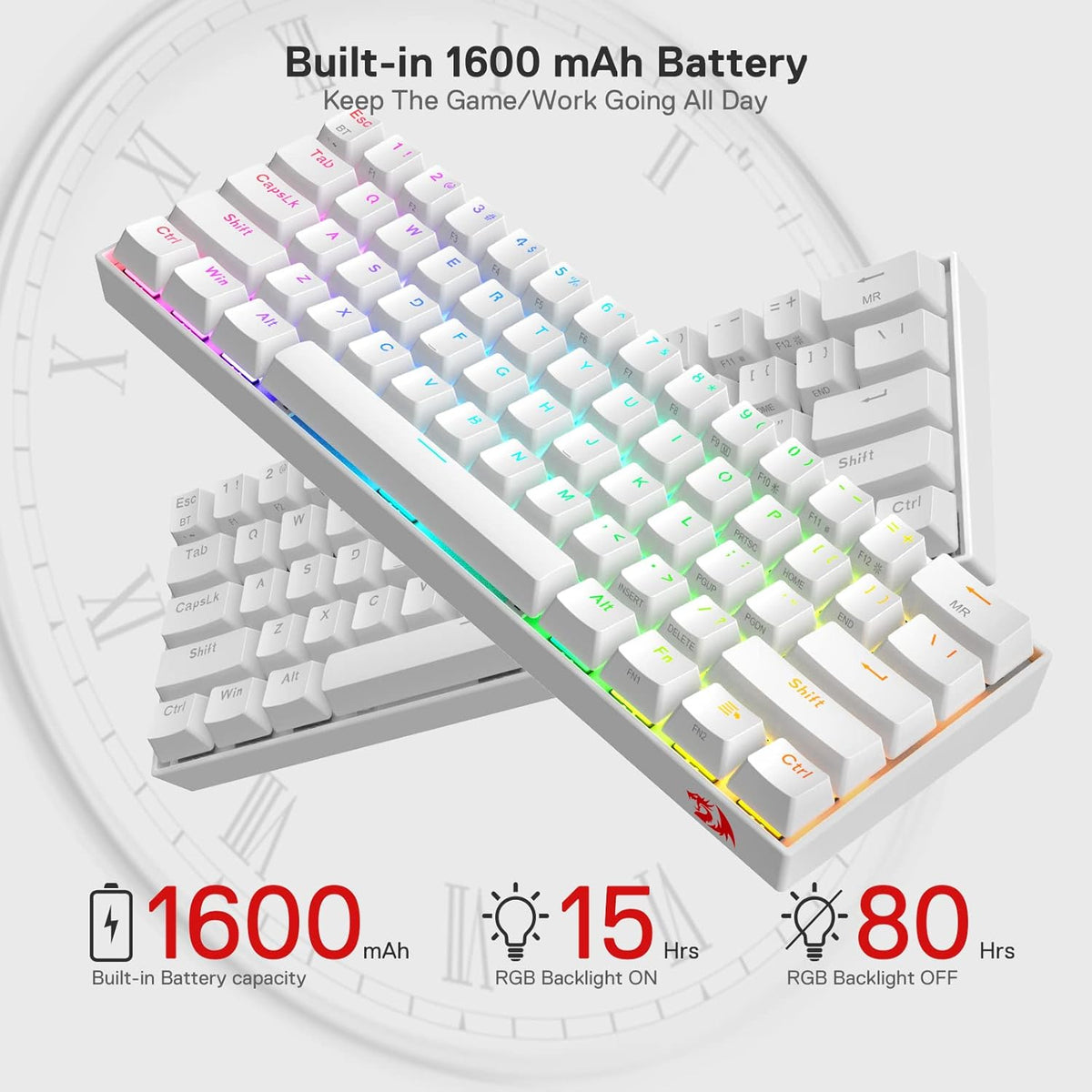 Redragon Teclado Mecánico Inalámbrico RGB K530 Pro Draconic 60%, BT...