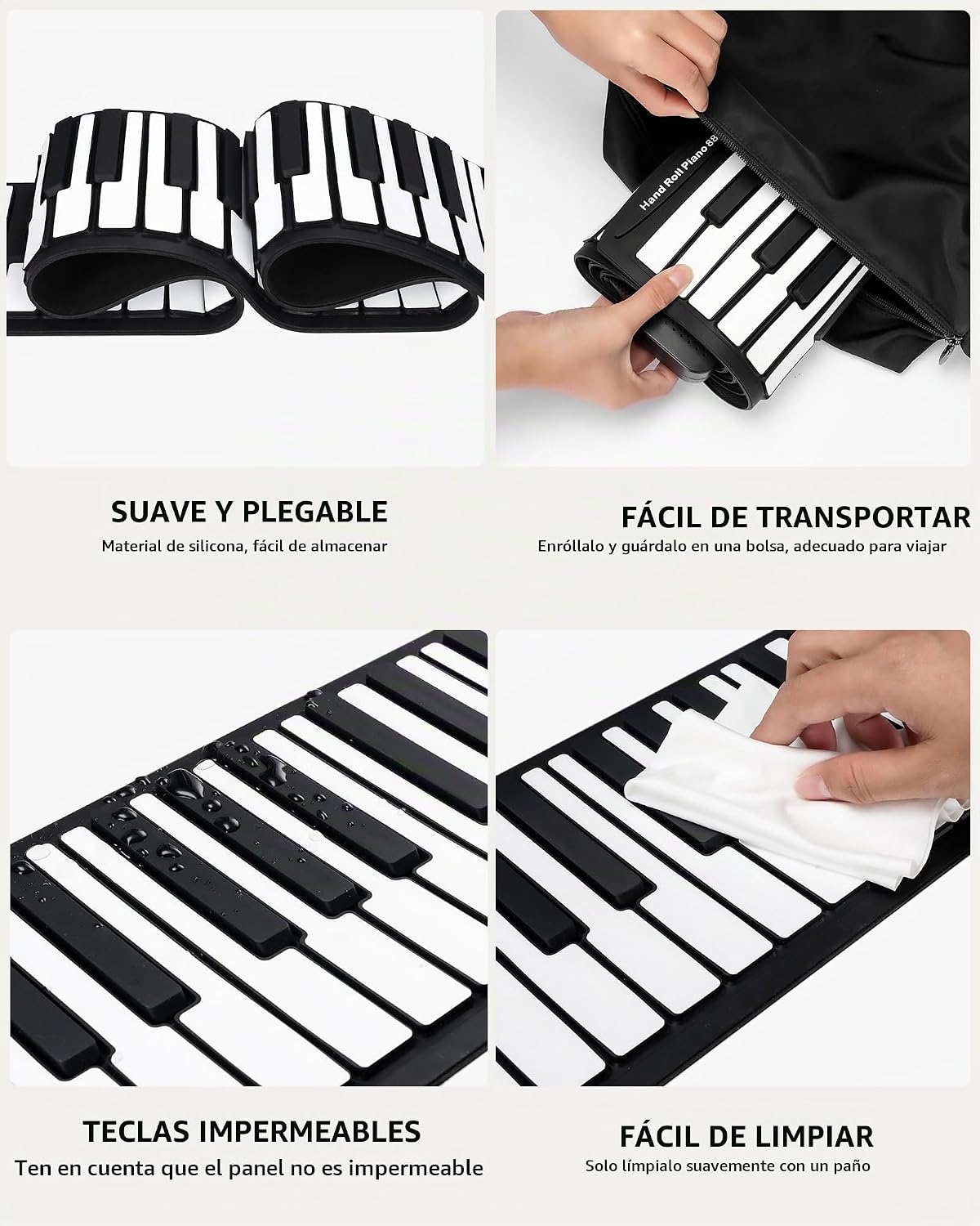POGOLAB Piano de Teclado Enrollable de 88 Teclas, Piano Eléctrico P...