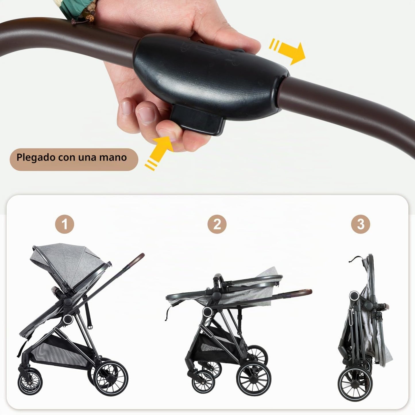 Cochecito de bebé 2 en 1 con modo moisés \u2013 Cochecito plegable...