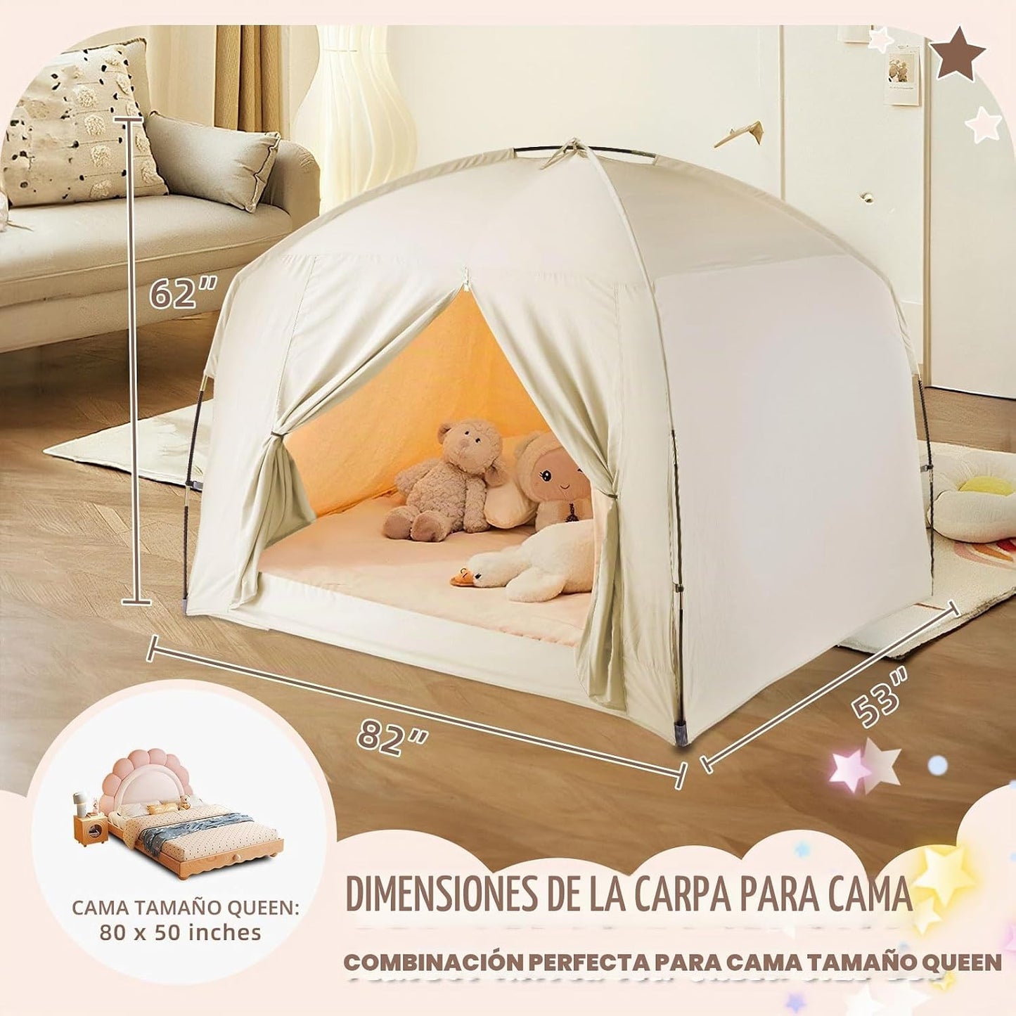 Tienda de campaña con cama Queen para niños y alduts, tiendas de ca...