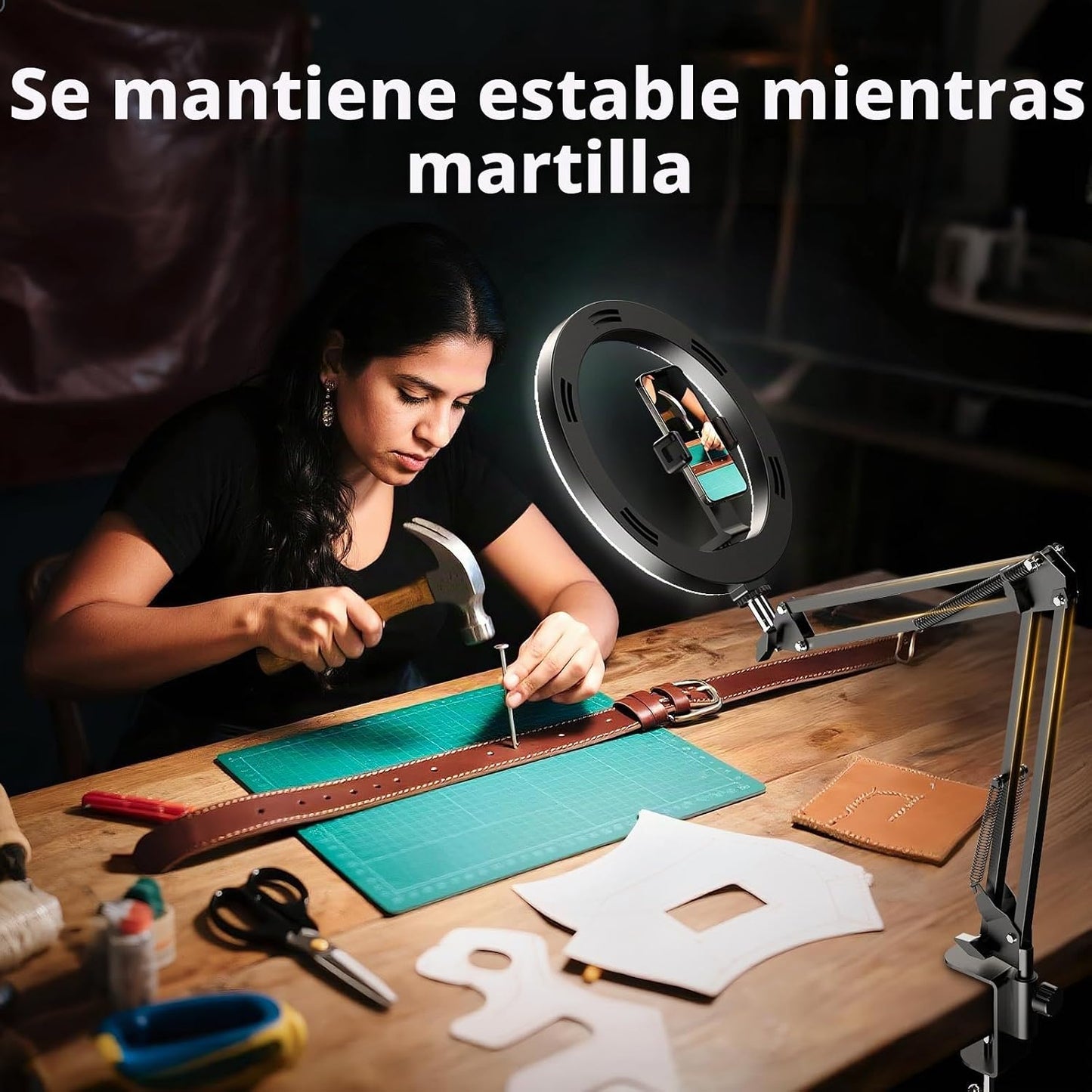 Anillo de luz ultra brillante de 18W para escritorio con soporte de...