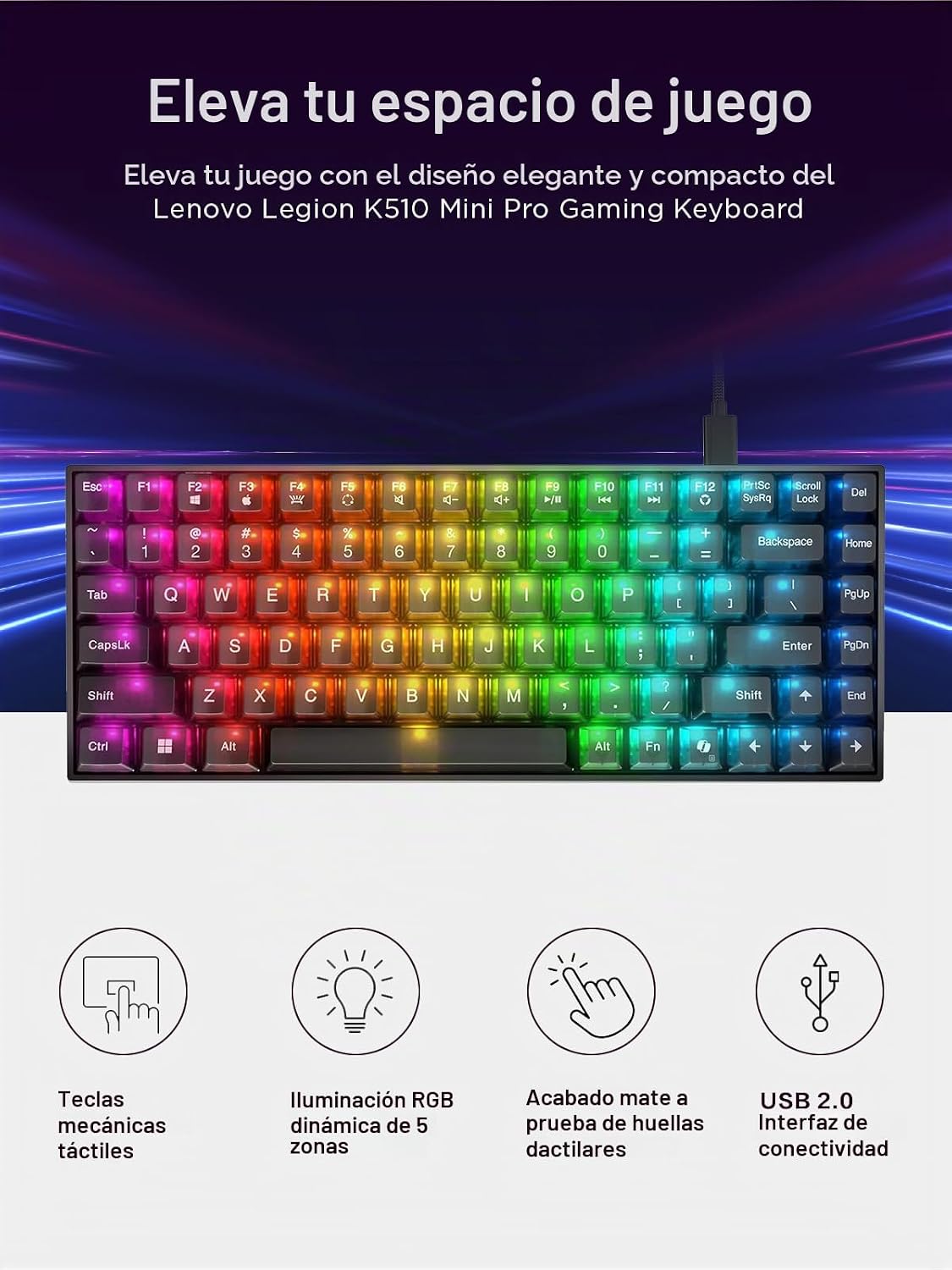 Lenovo Legion K510 Mini Pro - Teclado mecánico con cable para juego...