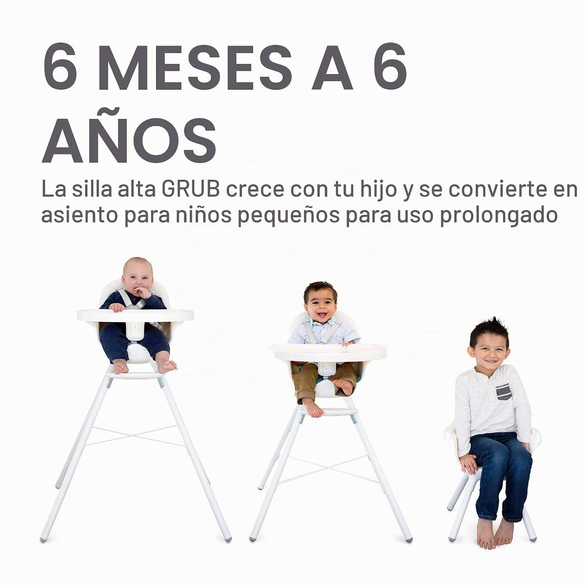 Boon GRUB Silla alta ajustable para bebé, silla alta convertible y...