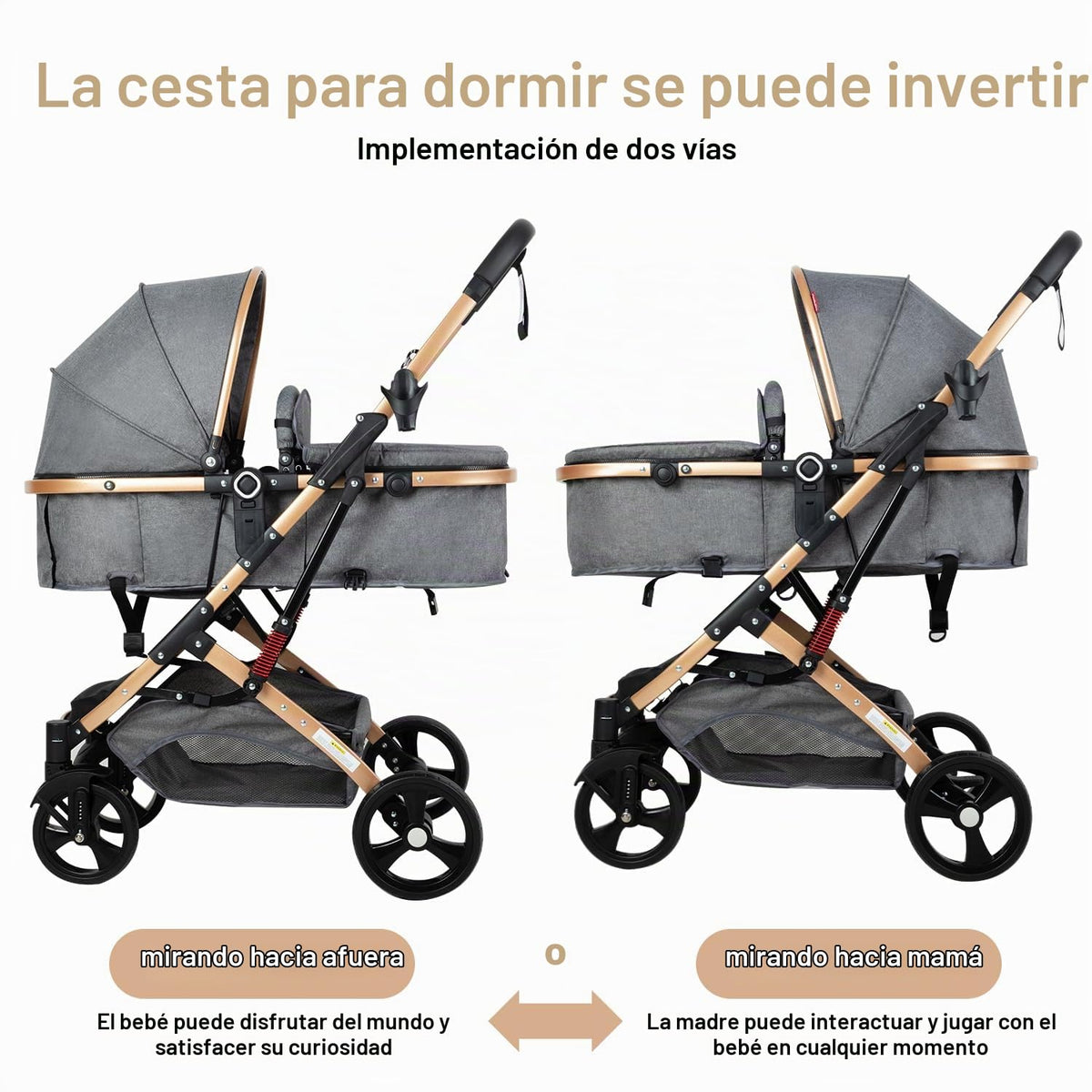 Cochecito de bebé 2 en 1, cochecito para recién nacido, plegable y...