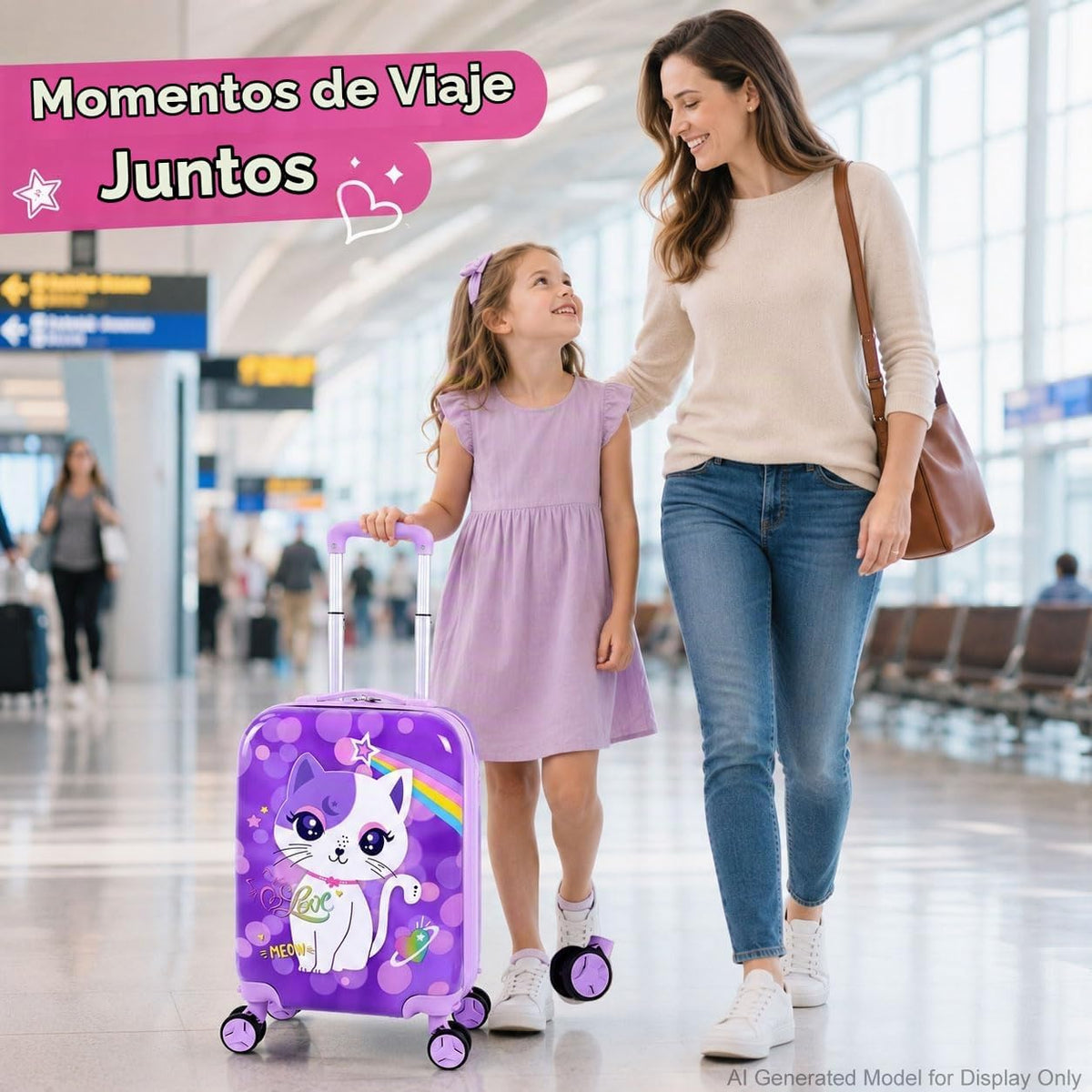 Juego de 5 maletas para niños, aprobado por aerolíneas con ruedas g...