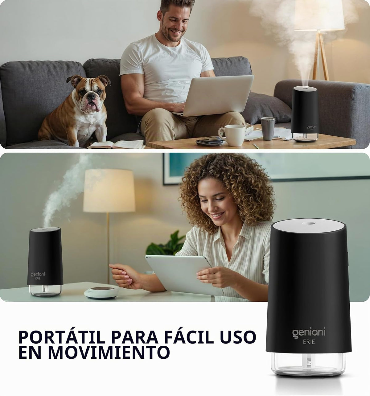 GENIANI Humidificador portátil pequeño de niebla fría, alimentado p...
