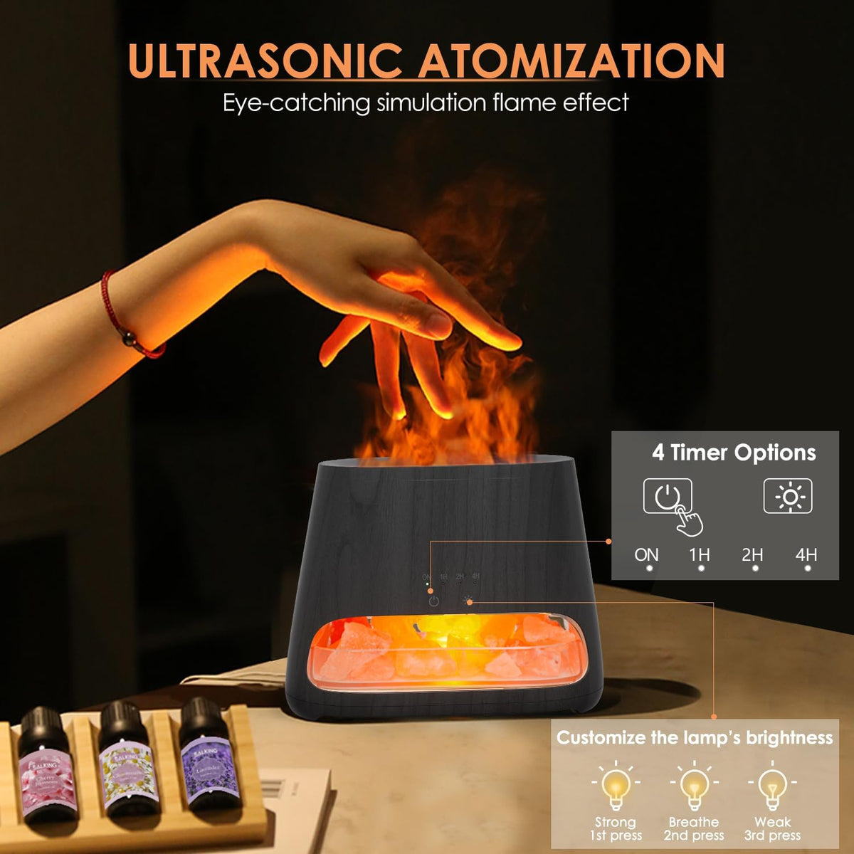 SALKING Lámpara de sal del Himalaya 2 en 1 y difusor ultrasónico de...