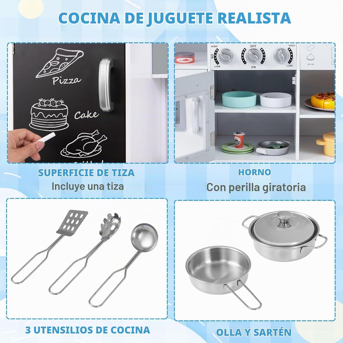 Costzon Juego de cocina para niños, juego de cocina de chef de made...