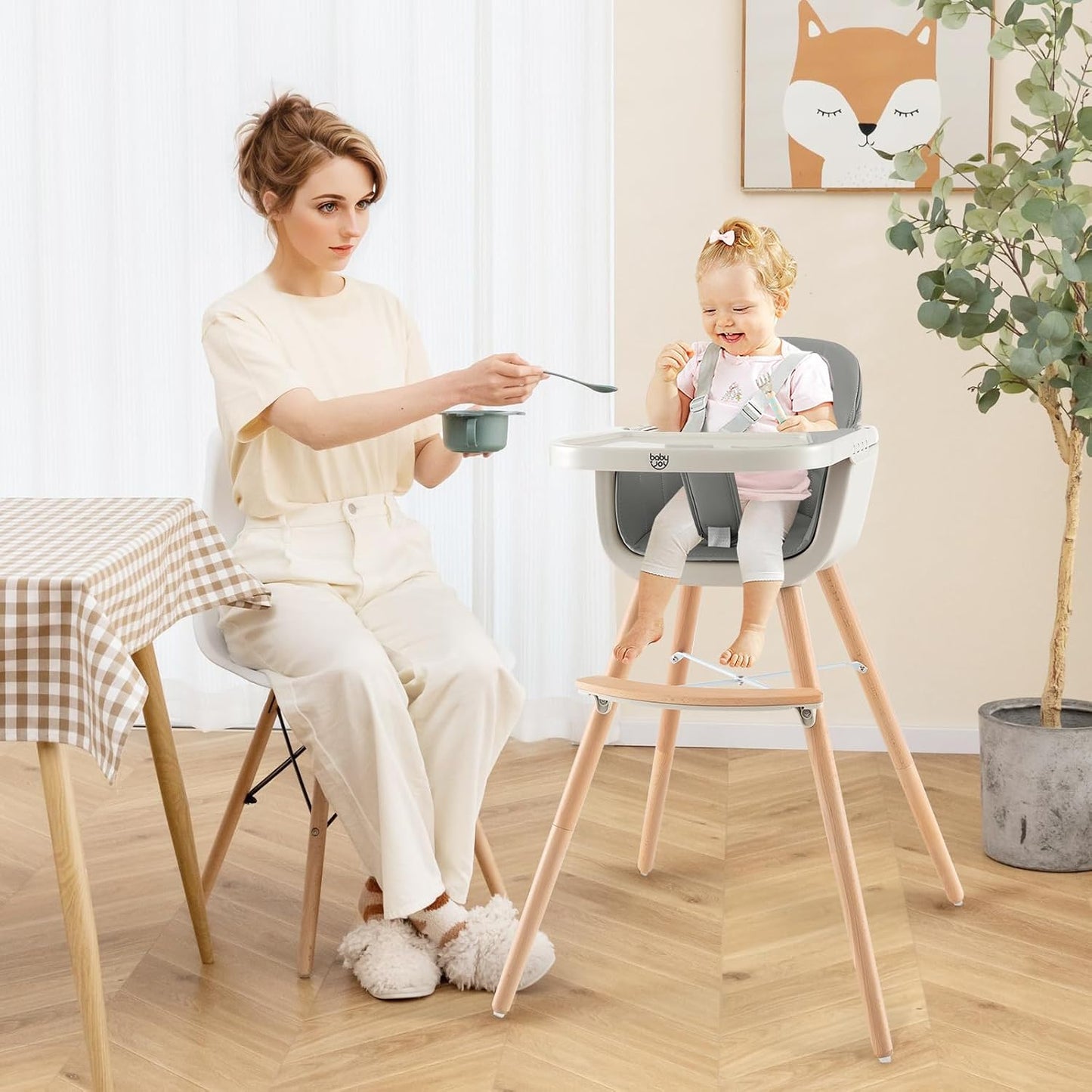 BABY JOY Trona convertible para bebé, 3 en 1, silla alta\/elevado\/...