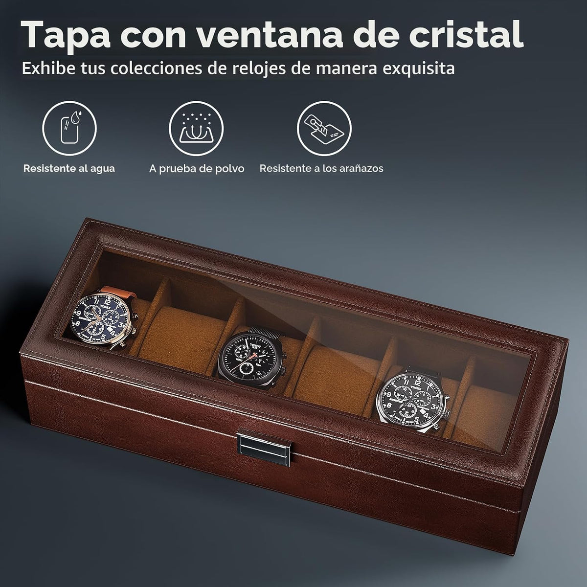 ProCase Caja de reloj, funda de reloj para hombre con 6 ranuras, or...