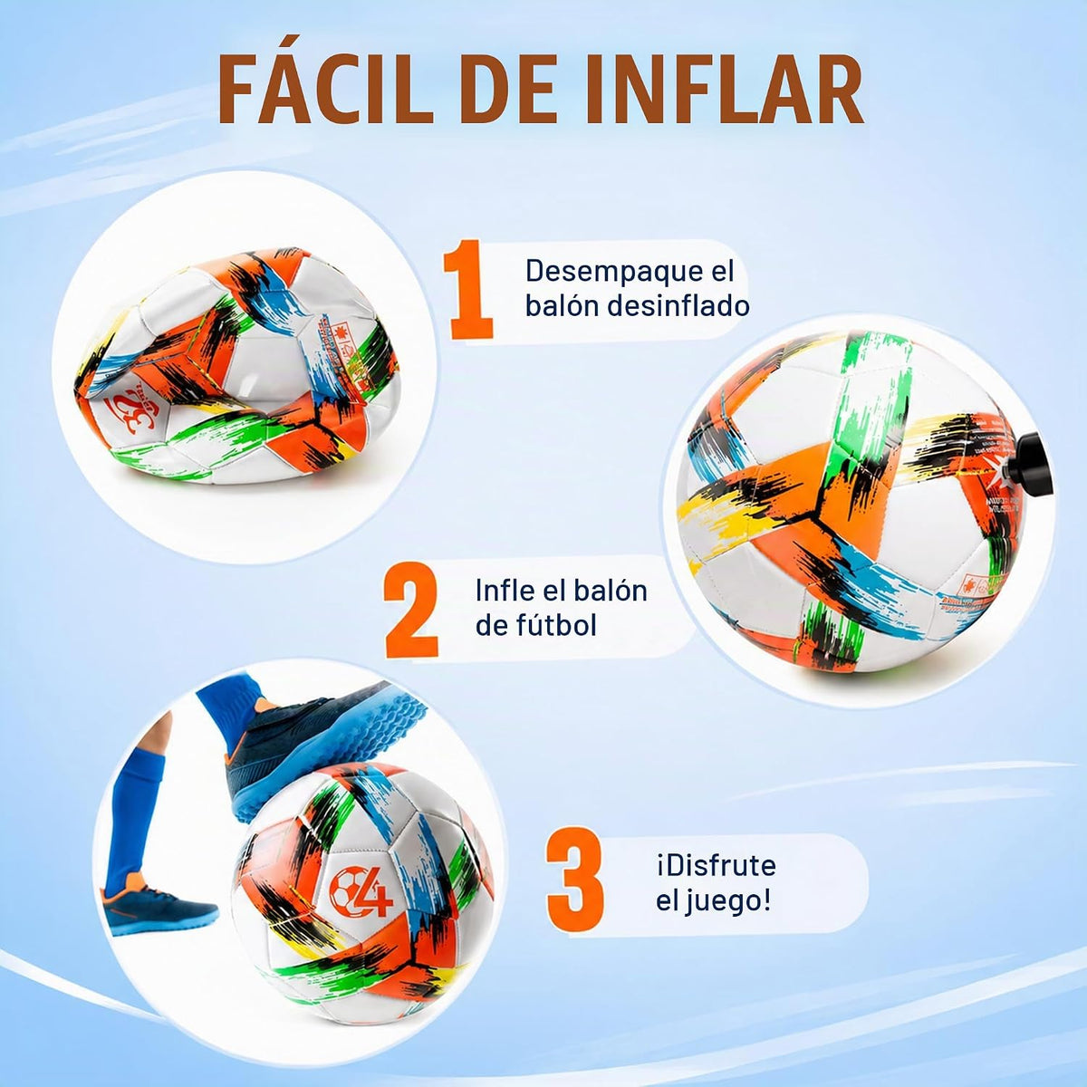 Innotoys Balón de fútbol tamaño 5, tamaño 4, tamaño 3, desinflado,...