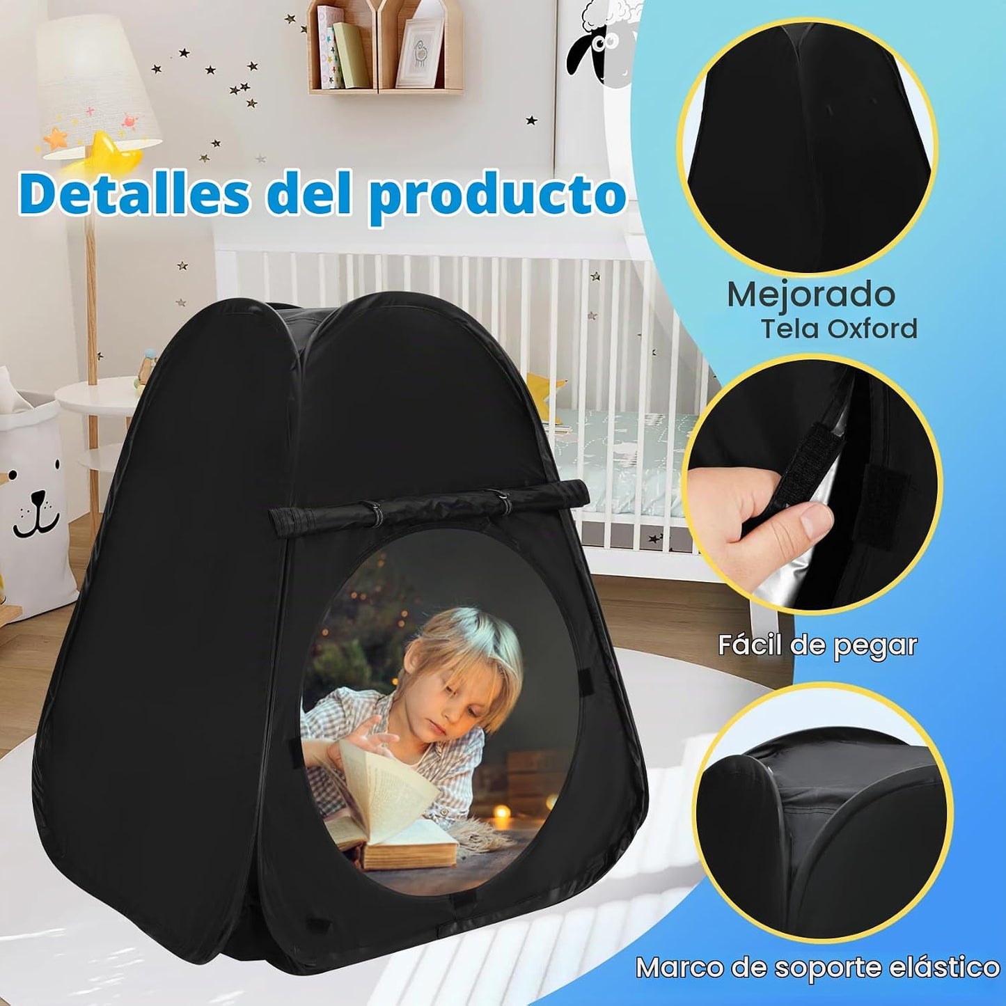 Tienda de campaña sensorial para niños 30.7 x 30.7 x 34.6 pulgadas...