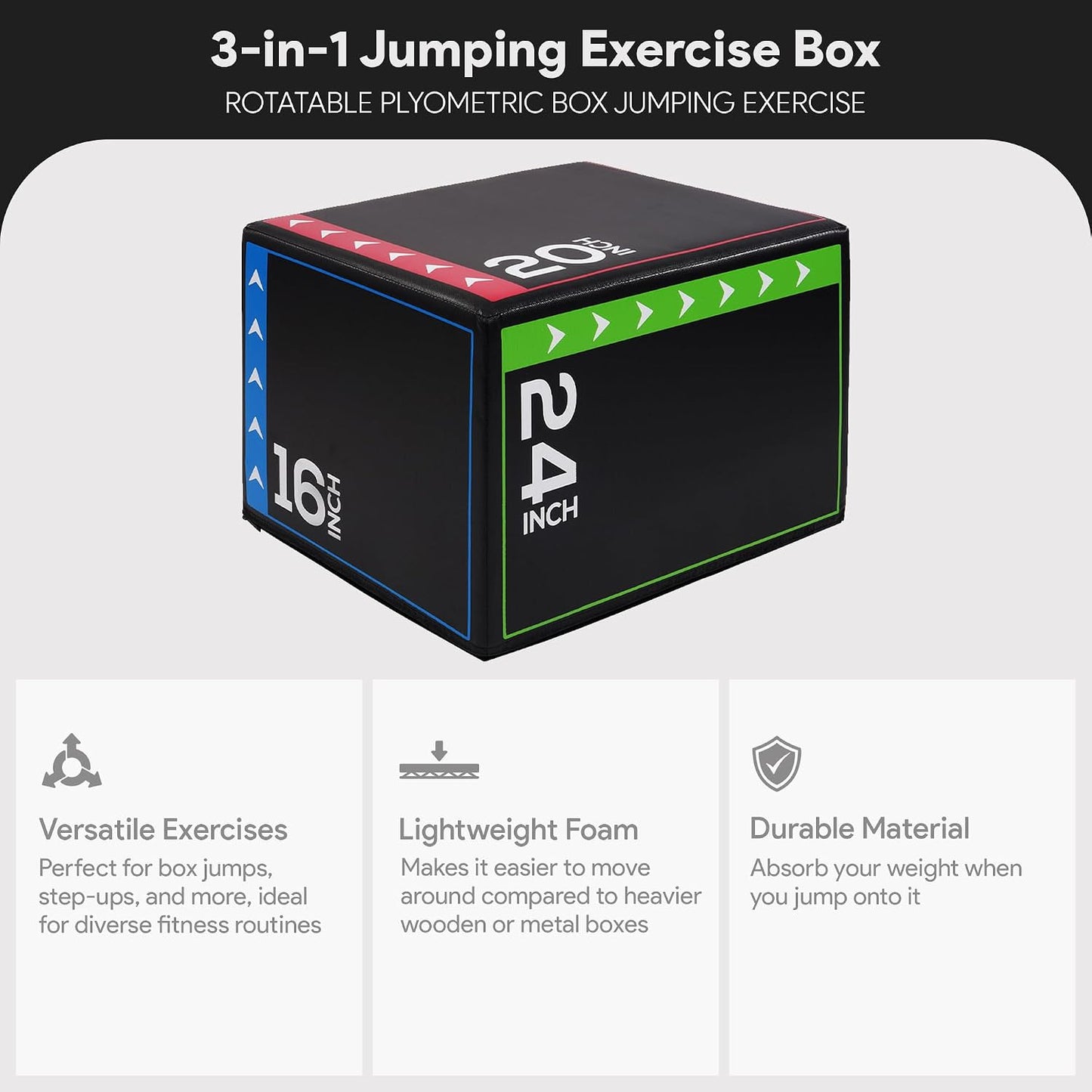 BalanceFrom Caja de salto pliométrica de espuma 3 en 1 para gimnasi...