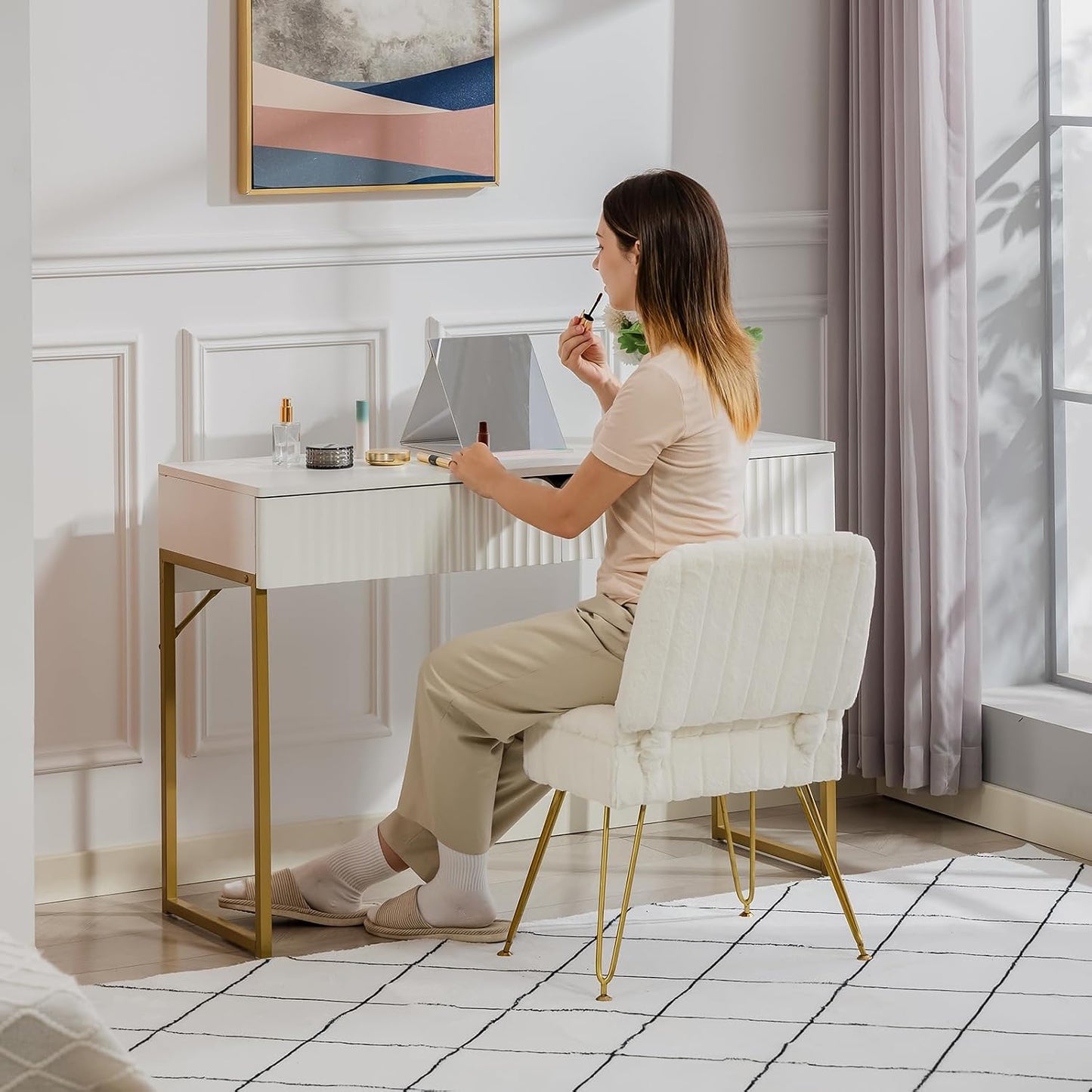 Manyday Silla de tocador con almacenamiento | Cómoda otomana con re...