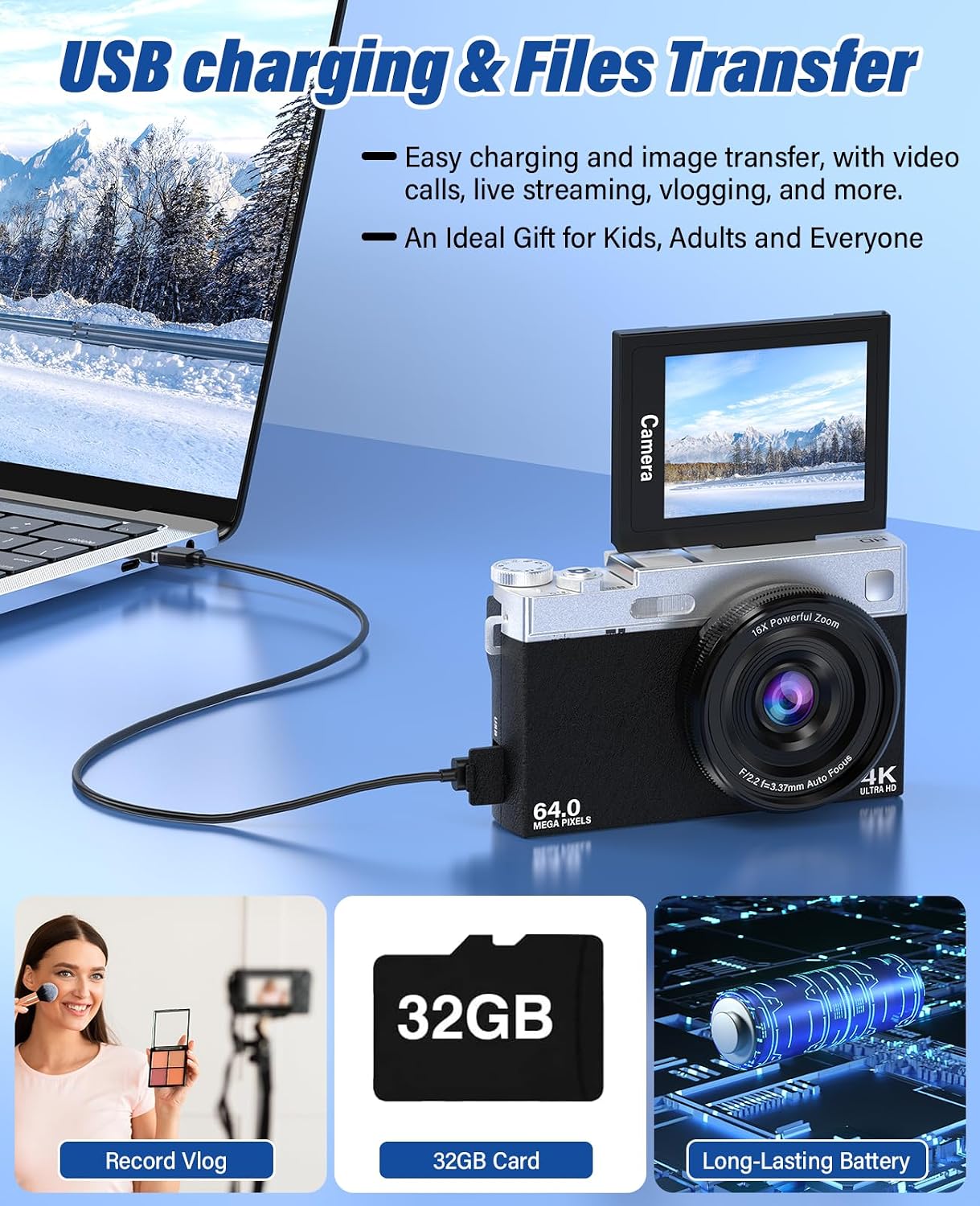 Nueva cámara digital 4K para fotografía y vlogging, cámaras de viaj...