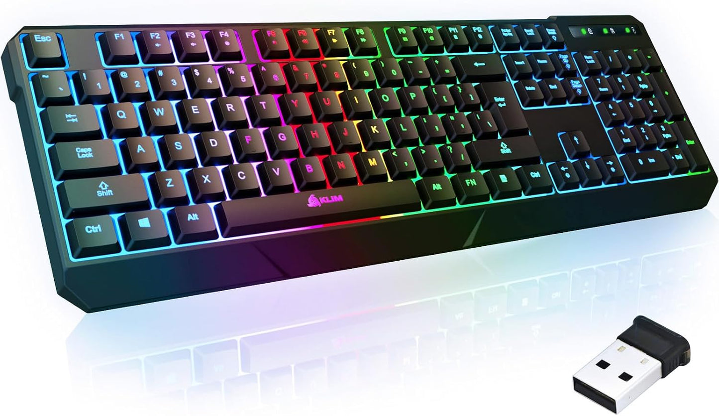 KLIM Chroma - Teclado inalámbrico para juegos con retroiluminación...