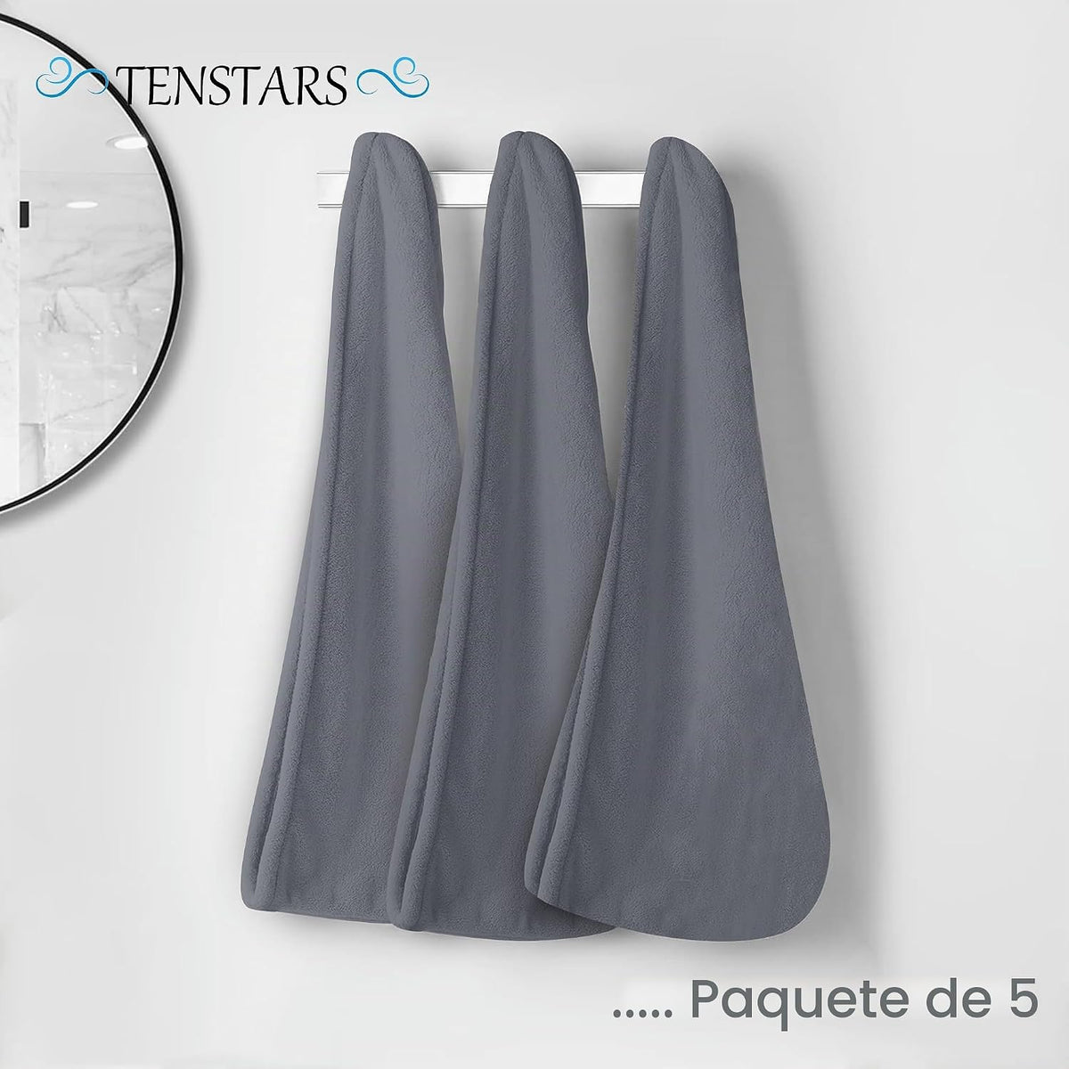 TENSTARS Paquete de 5 toallas de microfibra engrosadas para envolve...