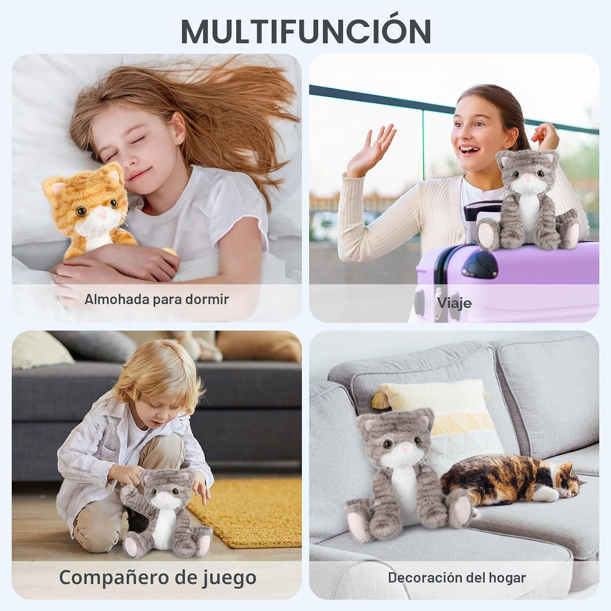 SuzziPals Peluche de gato gris calentable y refrigerable, almohadil...