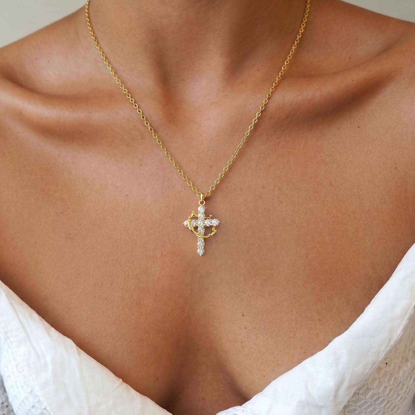 NECOCY Regalos de Pascua, collares mejorados con cruz de corona par...