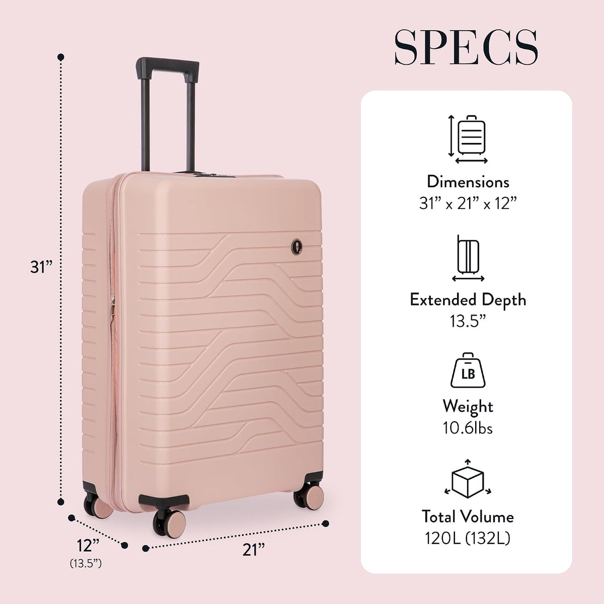 Bric's B|Y Ulisse Spinner Suitecase, Rosado Perla, 30 pulgadas,...