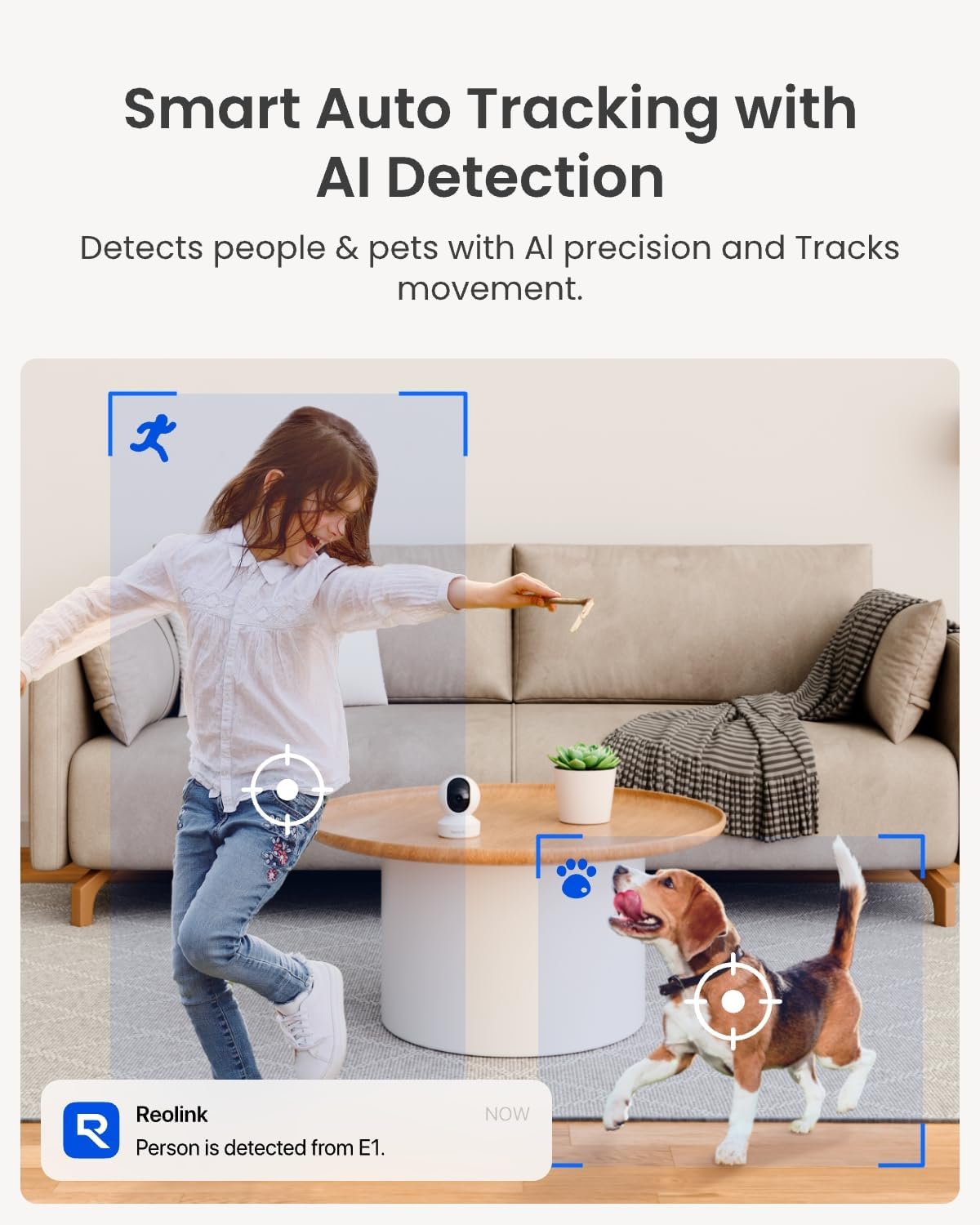 REOLINK Cámara interior 2K, E1 Plug-in 2.4G WiFi cámara de segurida...