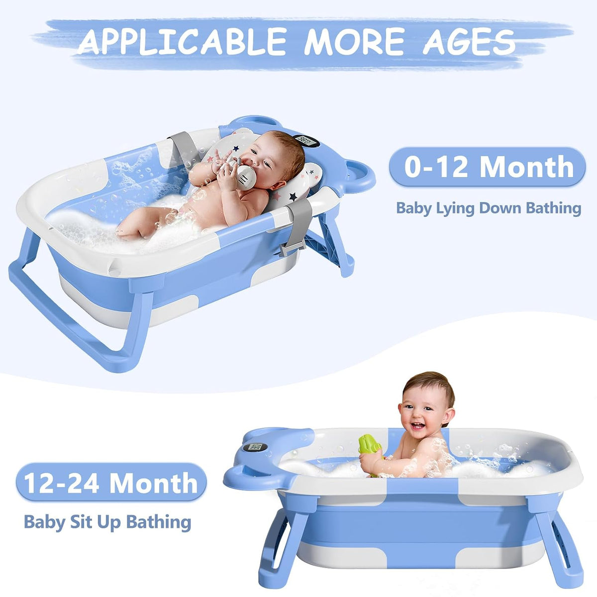 MoreFeel Bañera plegable para bebé recién nacido con termómetro y 1...