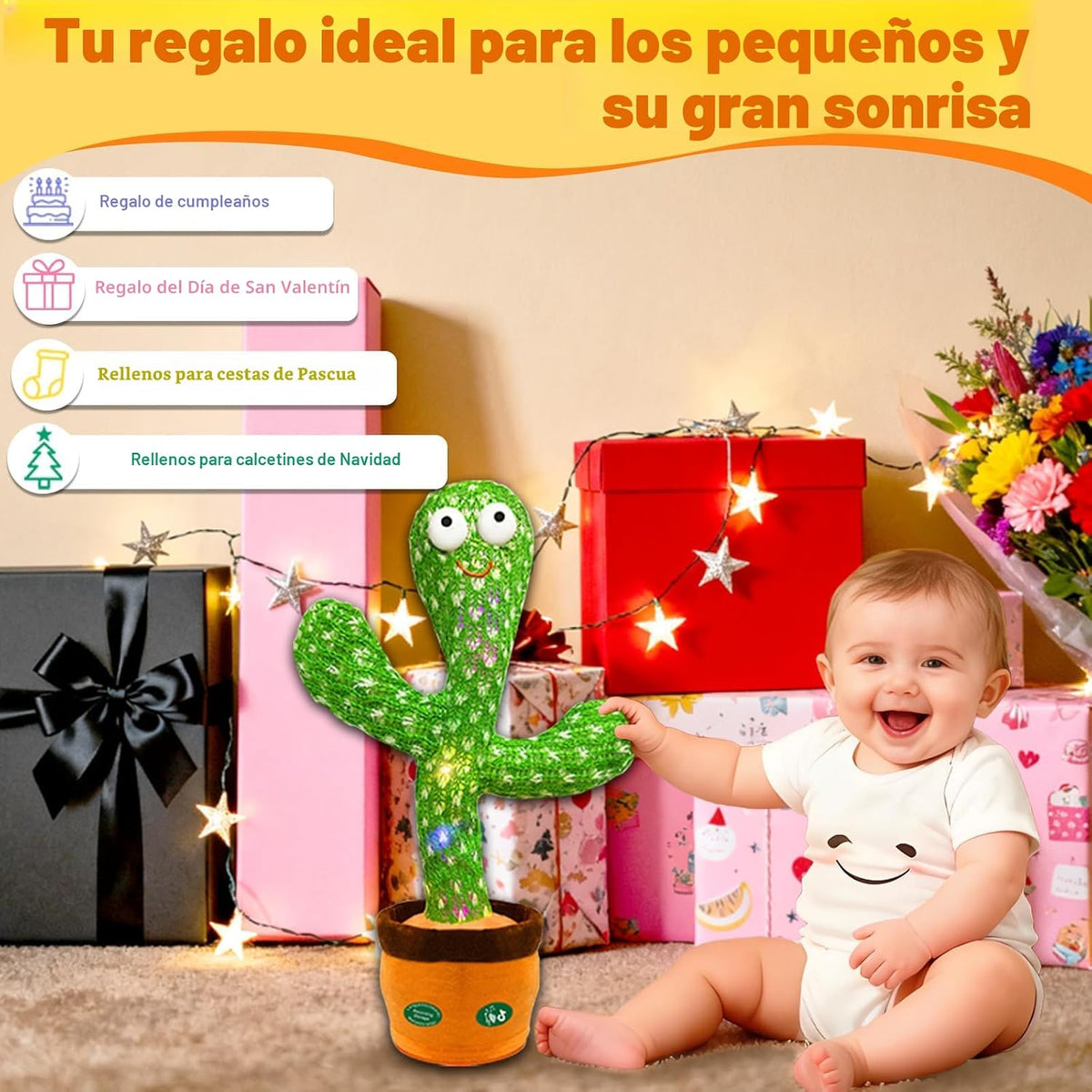 Hunfur Juguete interactivo de cactus parlante que baila, repite lo...