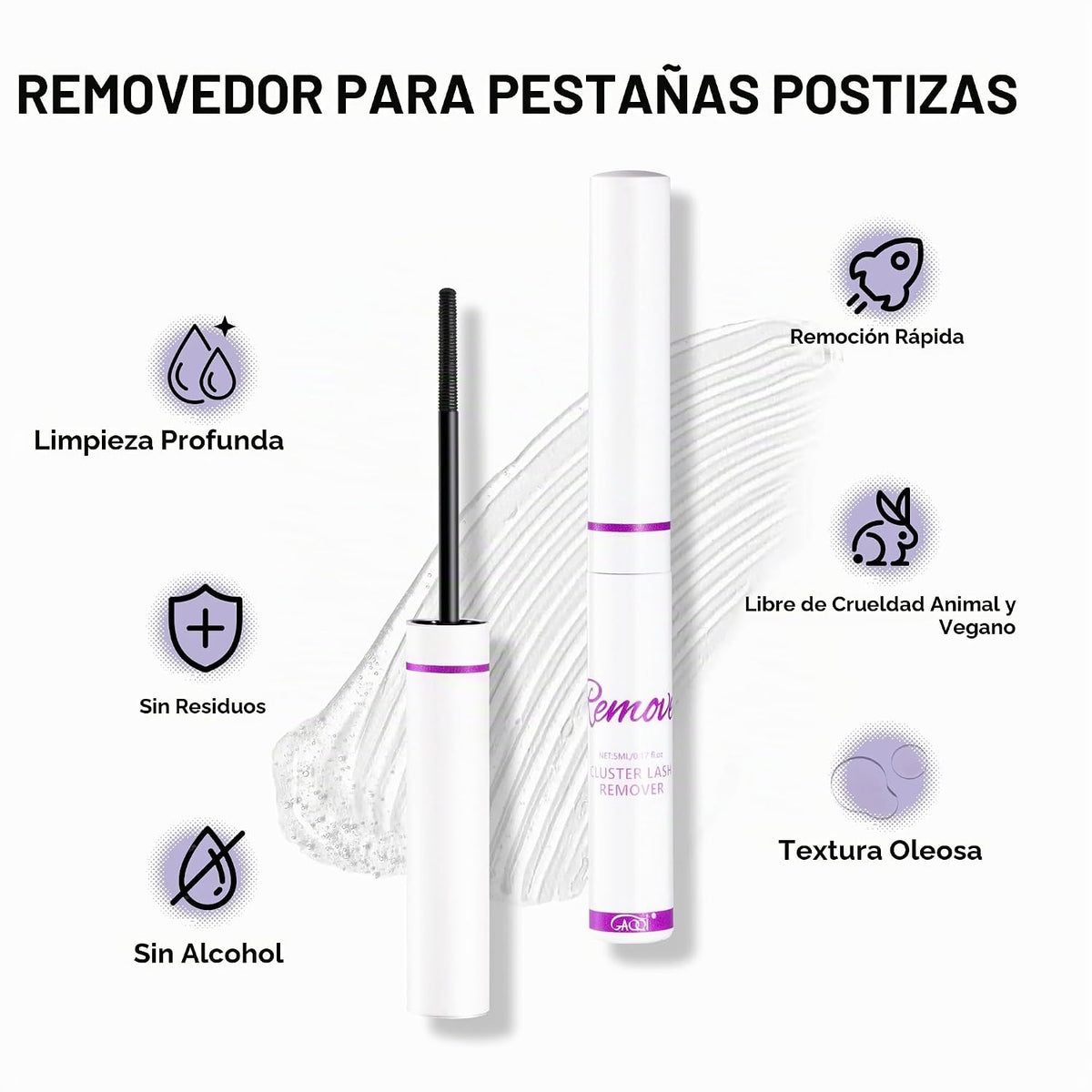Removedor de pegamento de pestañas para racimos de pestañas, remove...