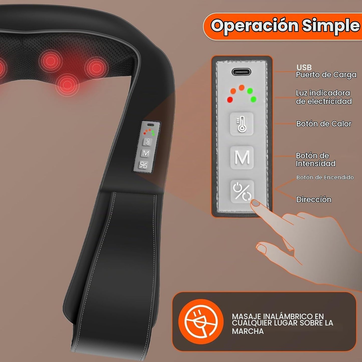 AMZPONY® Masajeador de cuello inalámbrico para aliviar el dolor de...