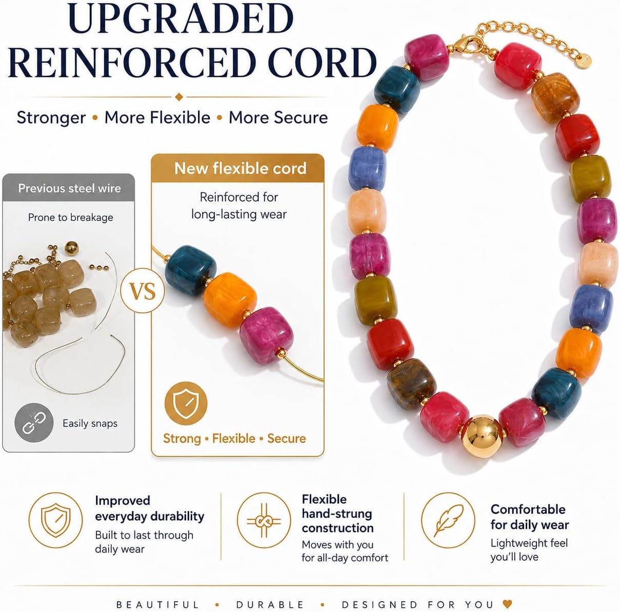 Mchic - Gargantilla colorida con cuentas para mujer: Collar grande...