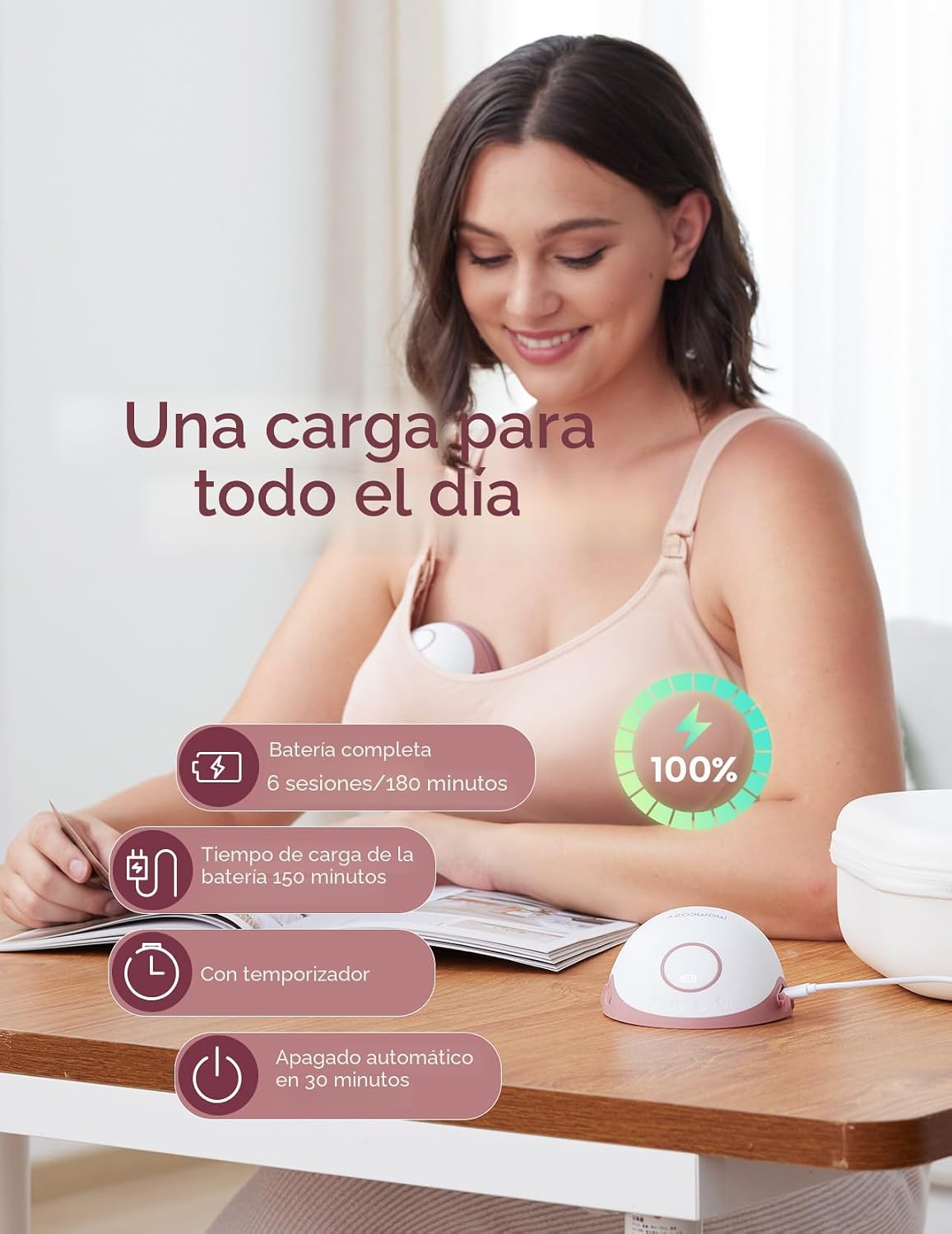 Momcozy Extractor de Leche Manos Libres Estilo Móvil | M6, Bomba de...