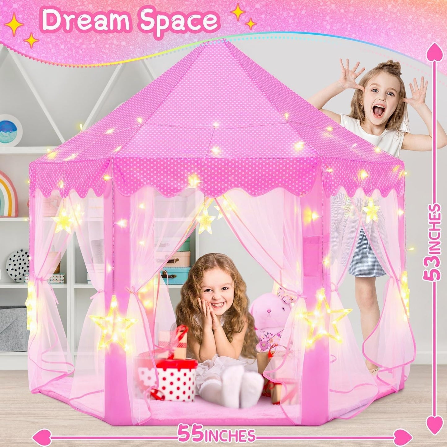 EVOIONOS Tienda de campaña de princesa para niñas, tienda de campañ...