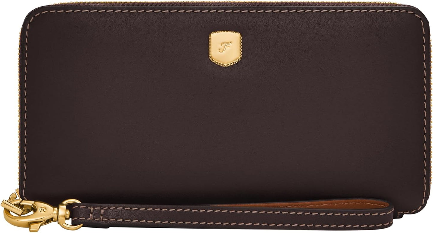 Fossil Lennox - Cartera de piel con cremallera alrededor para mujer...