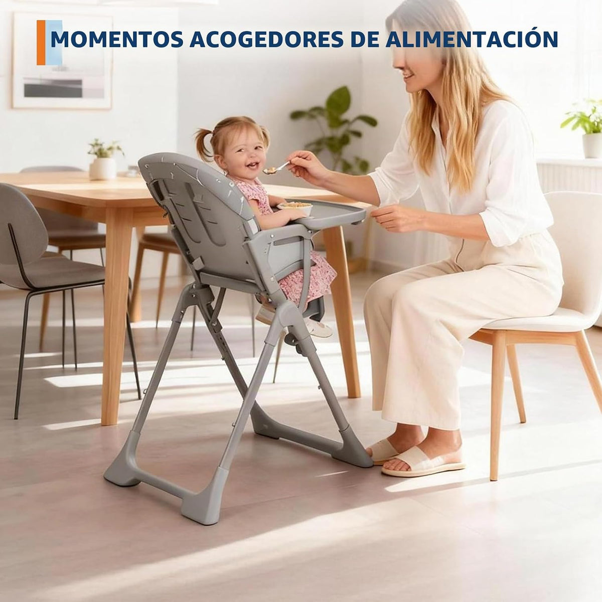 Silla alta para bebé, sillas de alimentación plegables para bebés y...