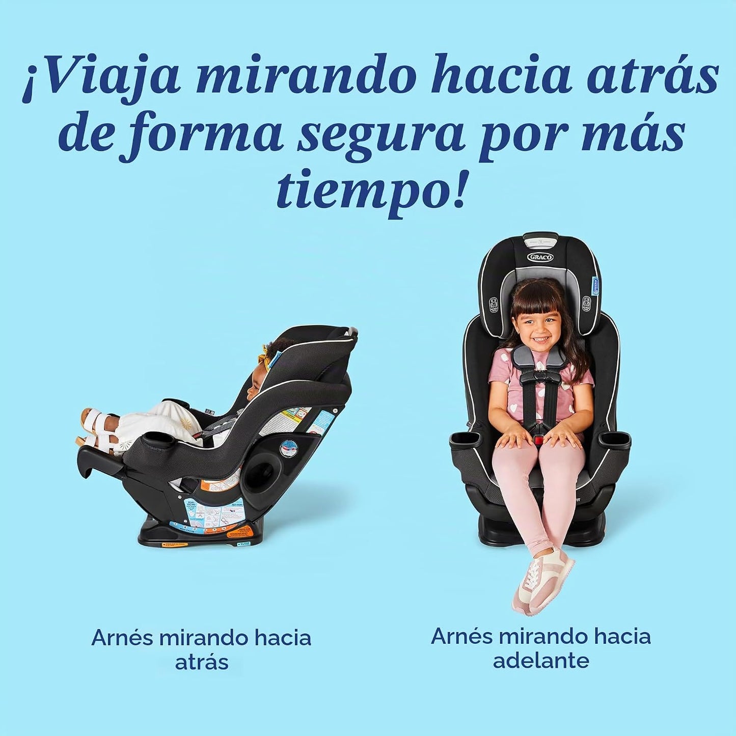 Asiento de coche convertible Graco Extend2Fit para bebé, orientació...