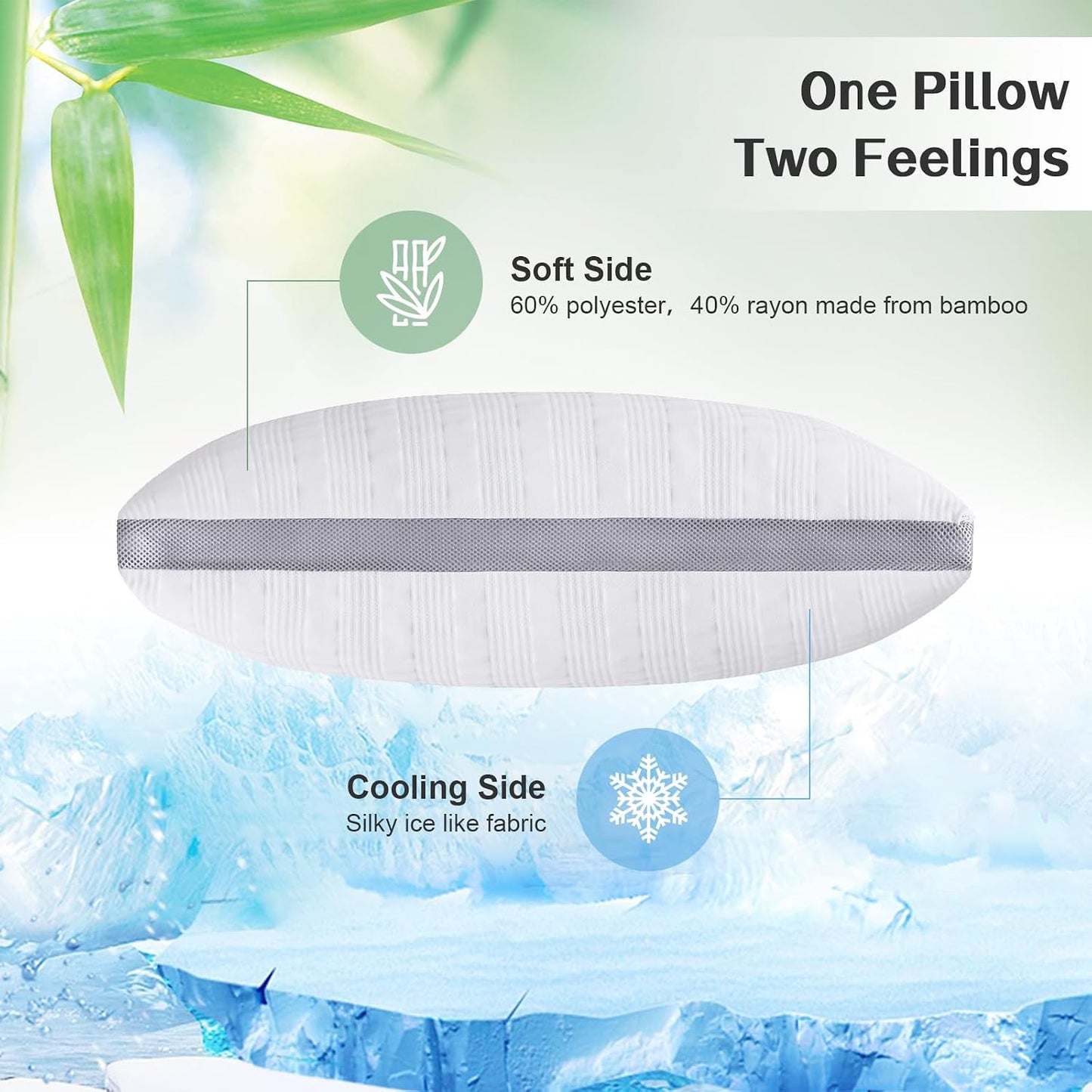 Meoflaw Juego de 2 almohadas refrescantes tamaño Queen, almohadas d...