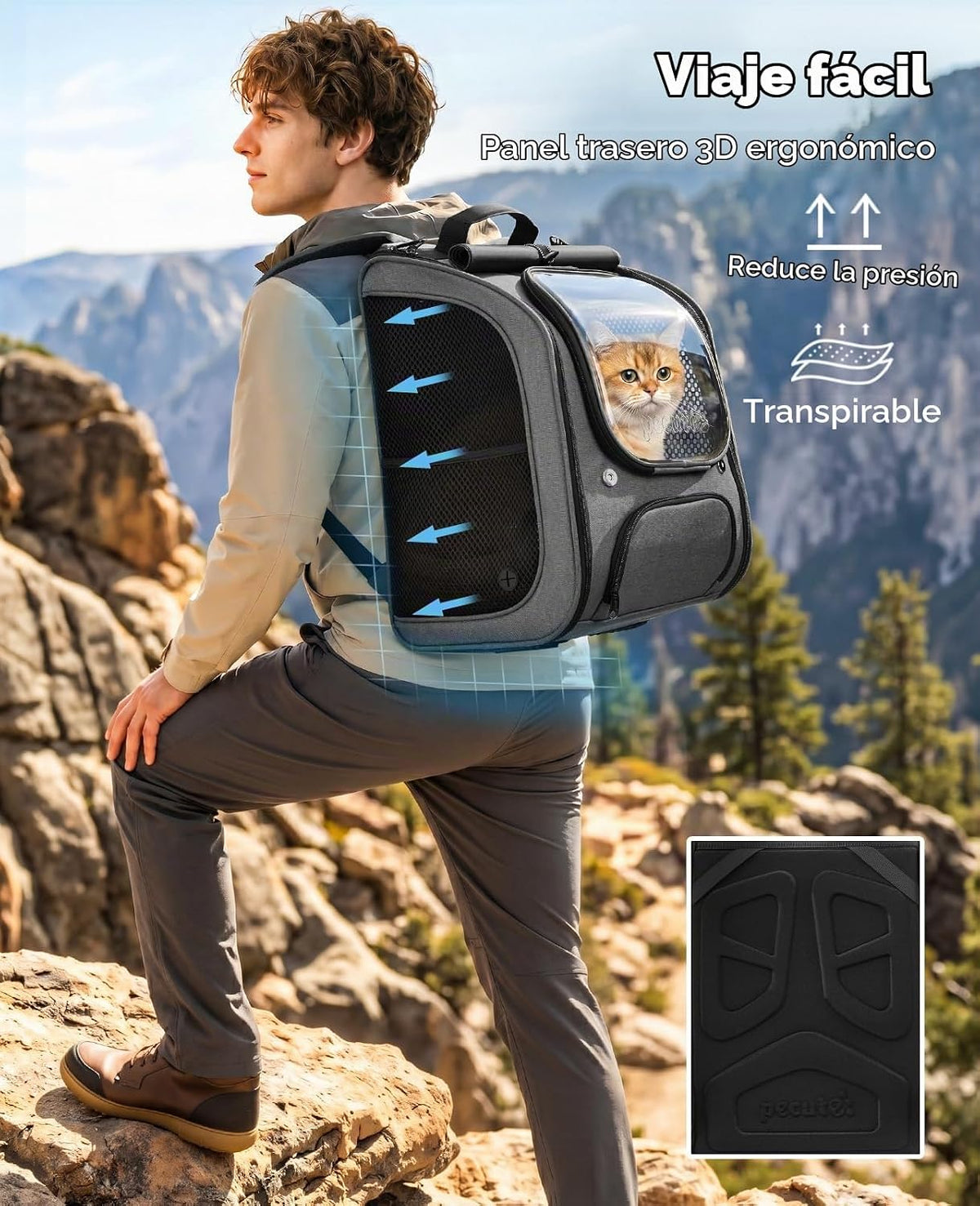 Pecute Mochila para gatos,Mochila de burbujas para gatos de gran es...